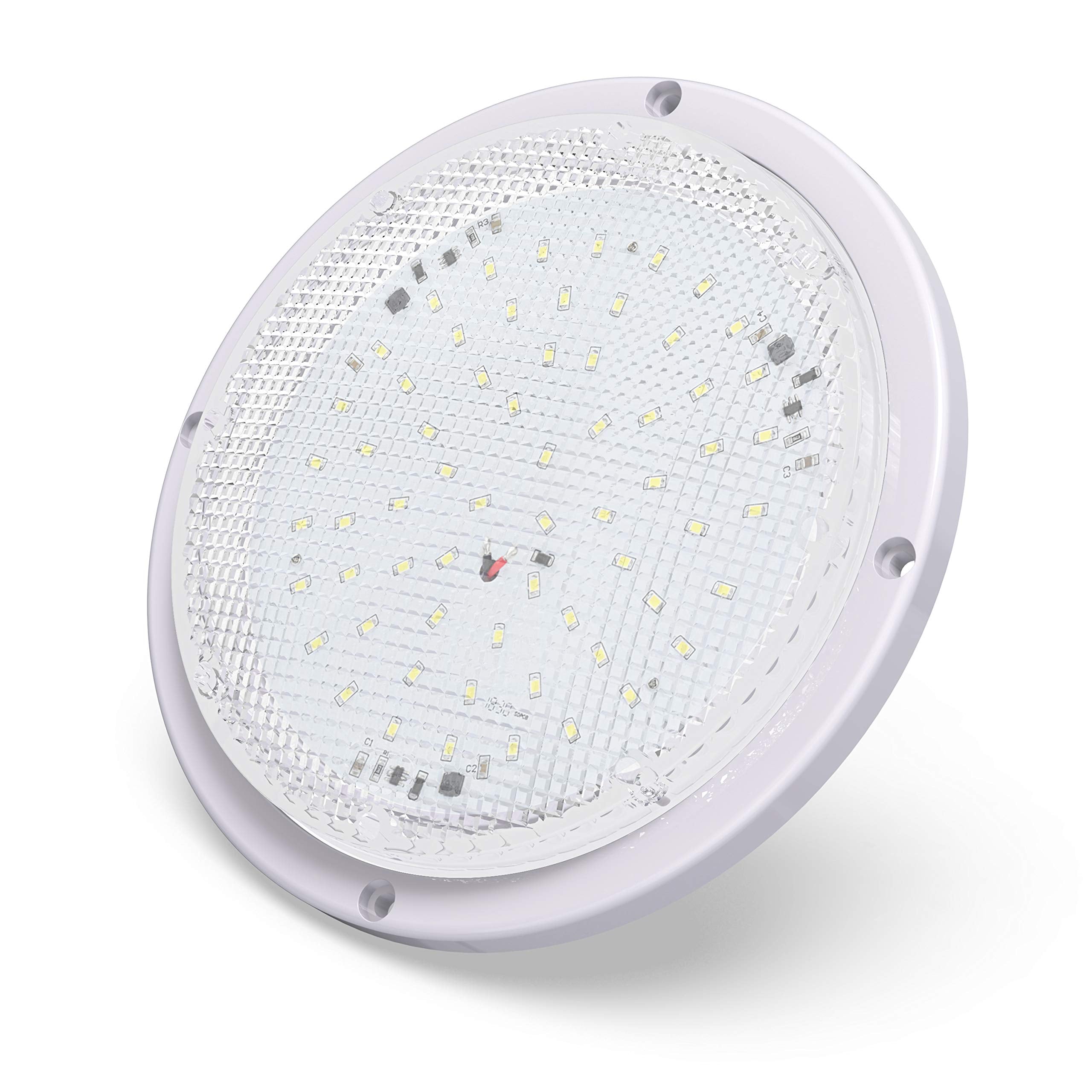 Leisure LED RV light 1000-lumen round porch for bright exterior illumination