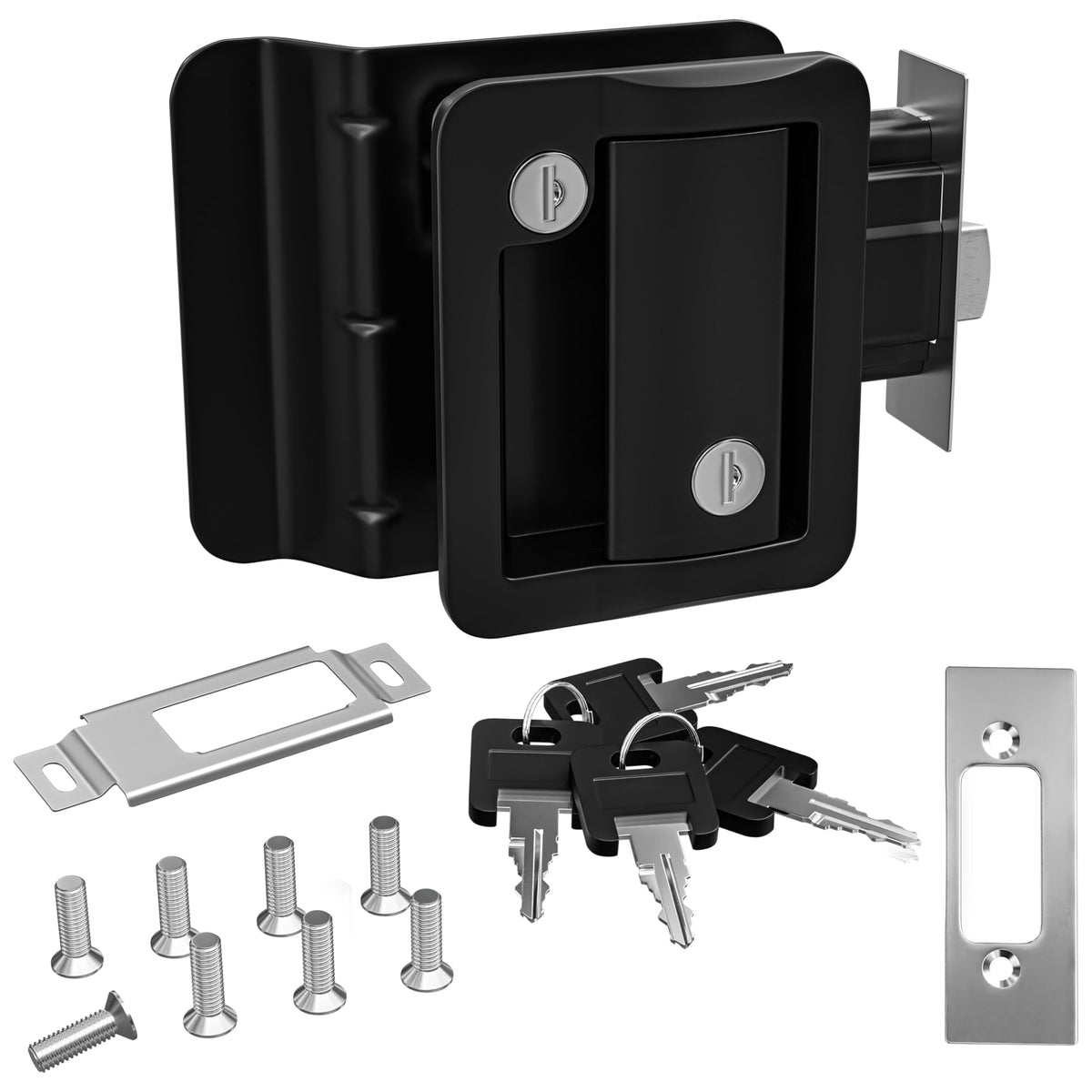 Leisure Locks Polar Black Paddle Deadbolt exterior latch for RV doors
