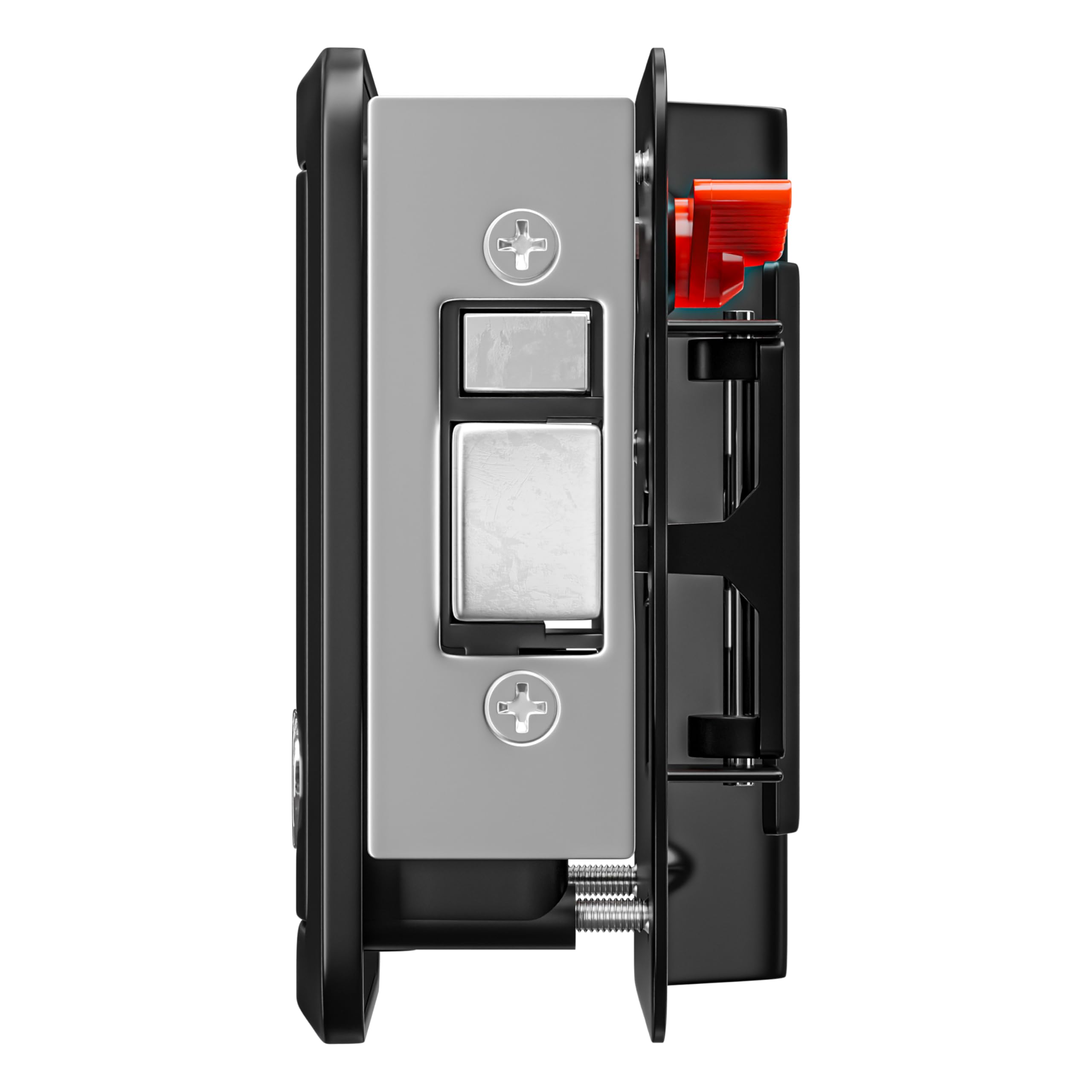 Installed Leisure Locks Polar Black Paddle Deadbolt with hardware