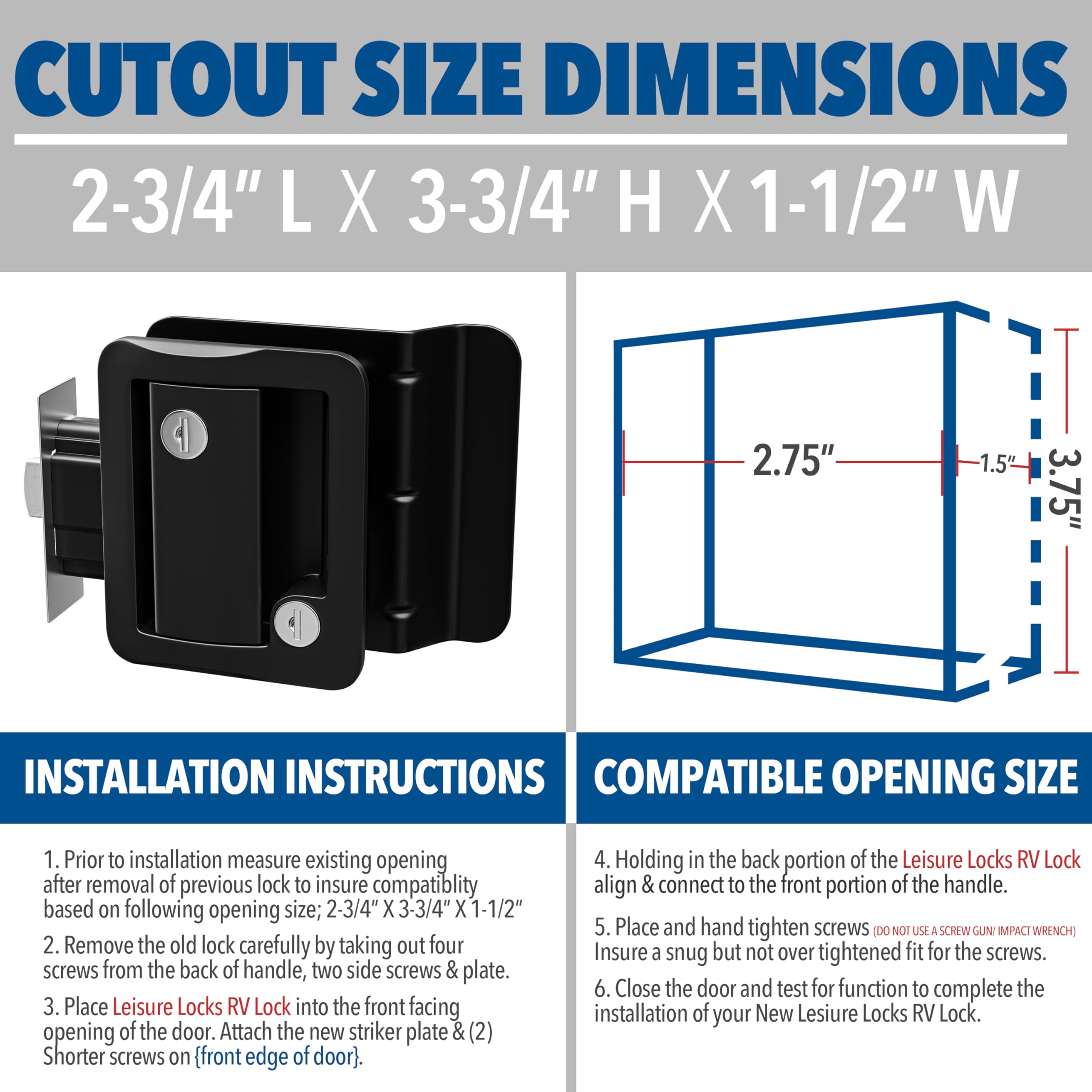 Key set included for Leisure Locks Handle and Deadbolt access