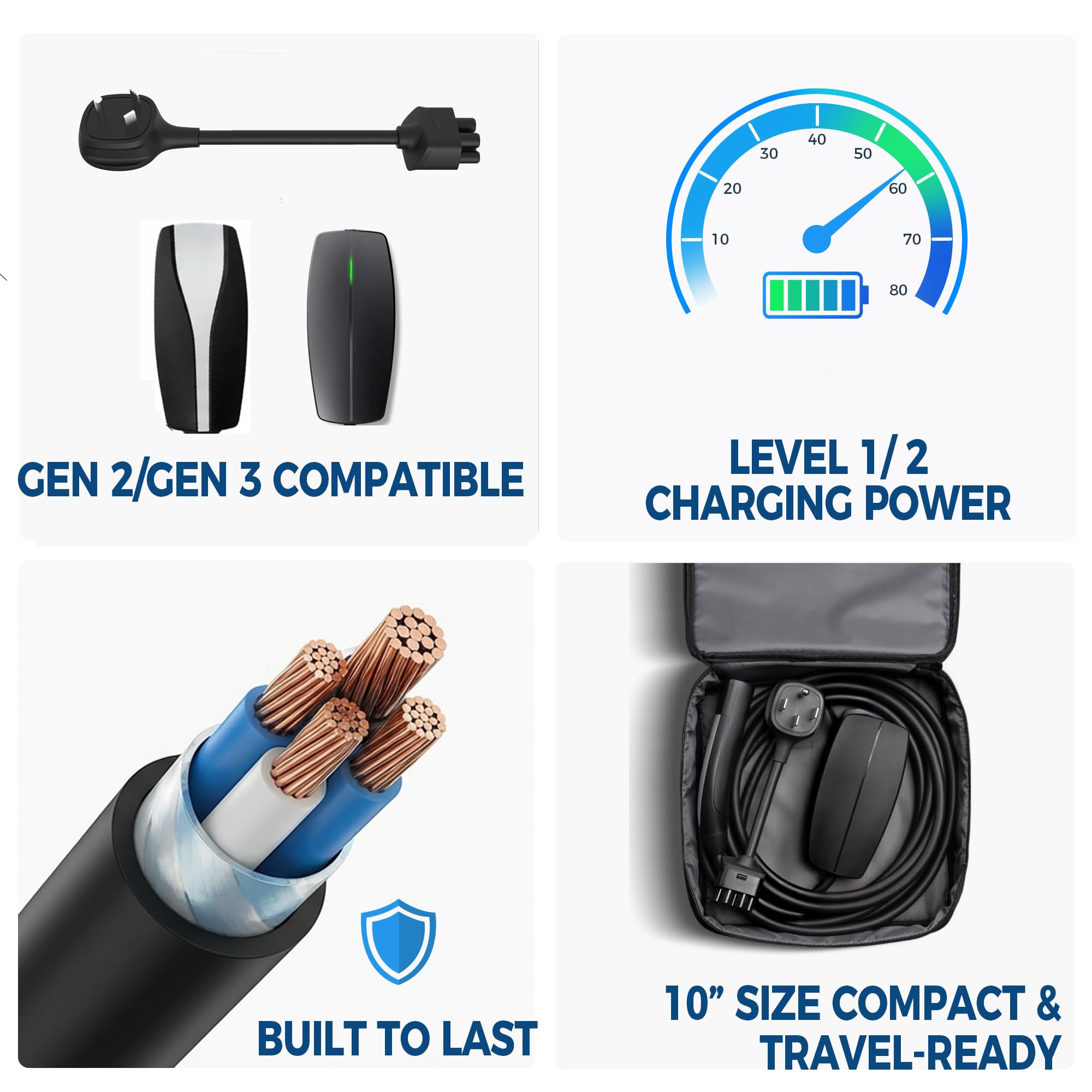 Compact 10-inch Leisure Stay TT-30 adapter fits mobile EV charging setup