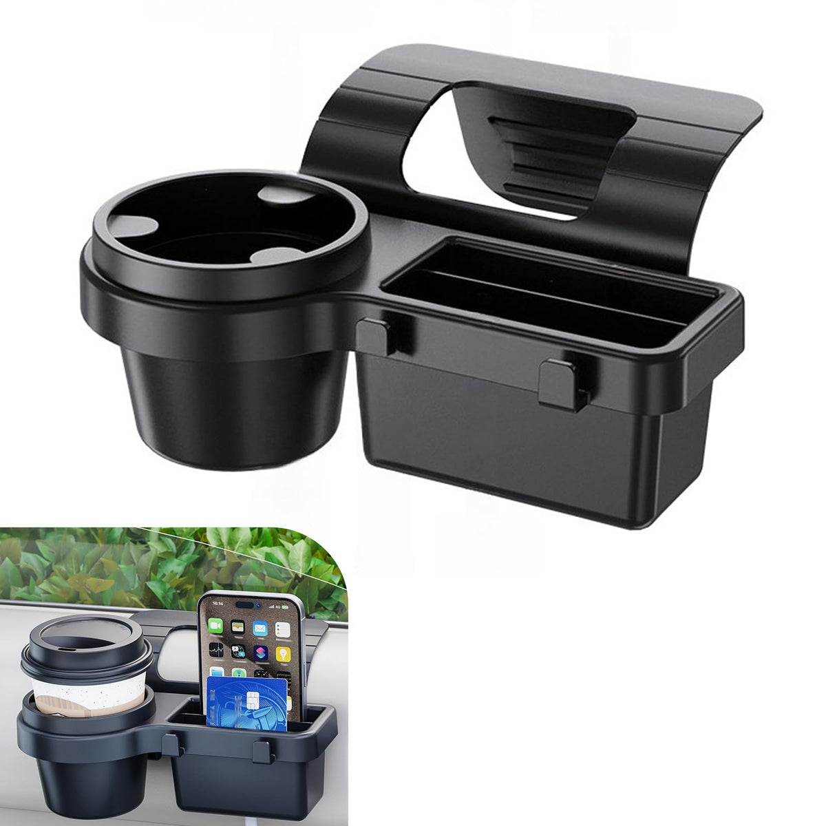lekiliky car window storage cup holder mounted on the door frame for quick access.