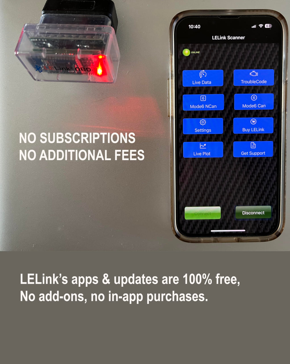 LELink displays fault codes with quick insights for car diagnostics.