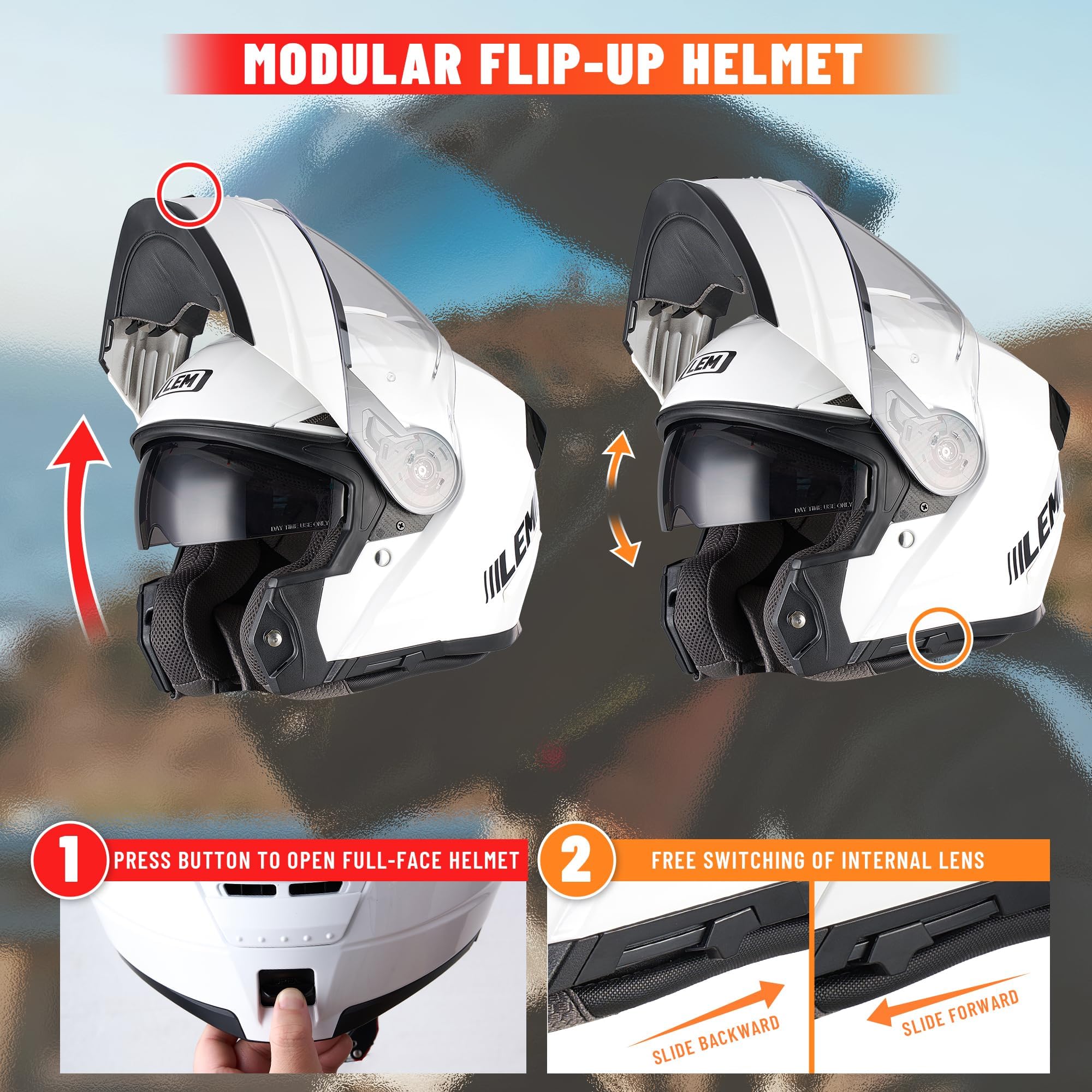 LEM modular helmet DOT-certified safety for confident highway cruising