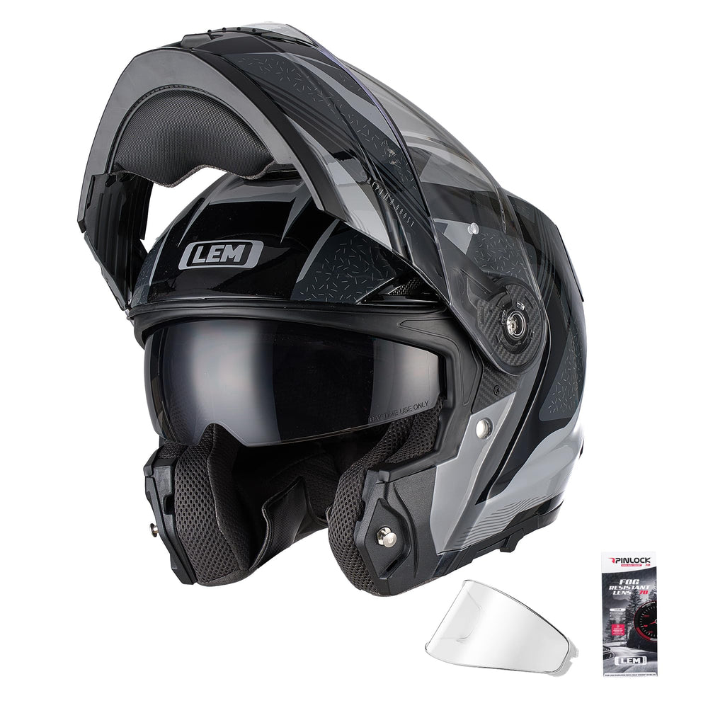 LEM modular helmet fiberglass shell offers lightweight protection for extended highway tours.