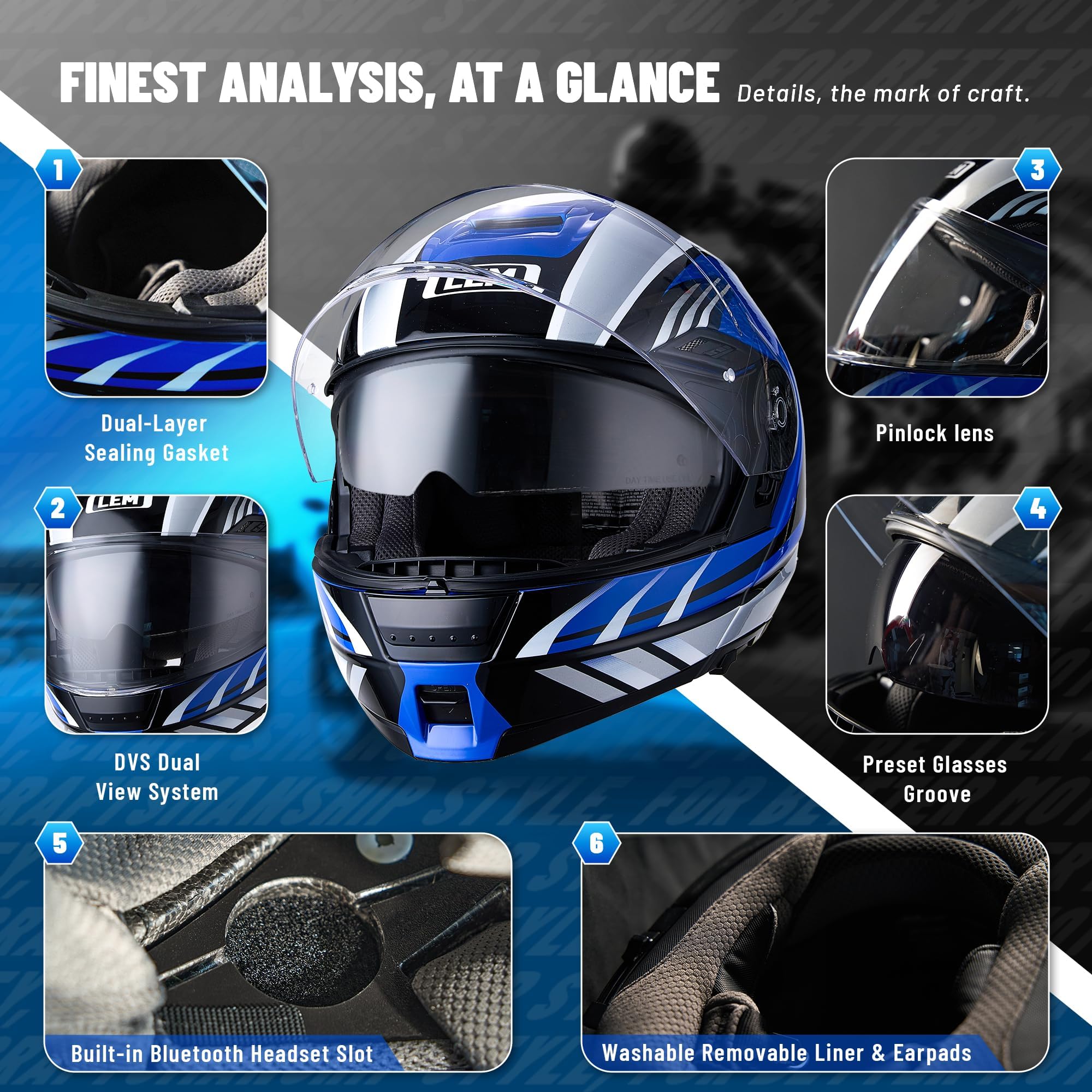 LEM modular helmet multi-language manual assists setup and care.
