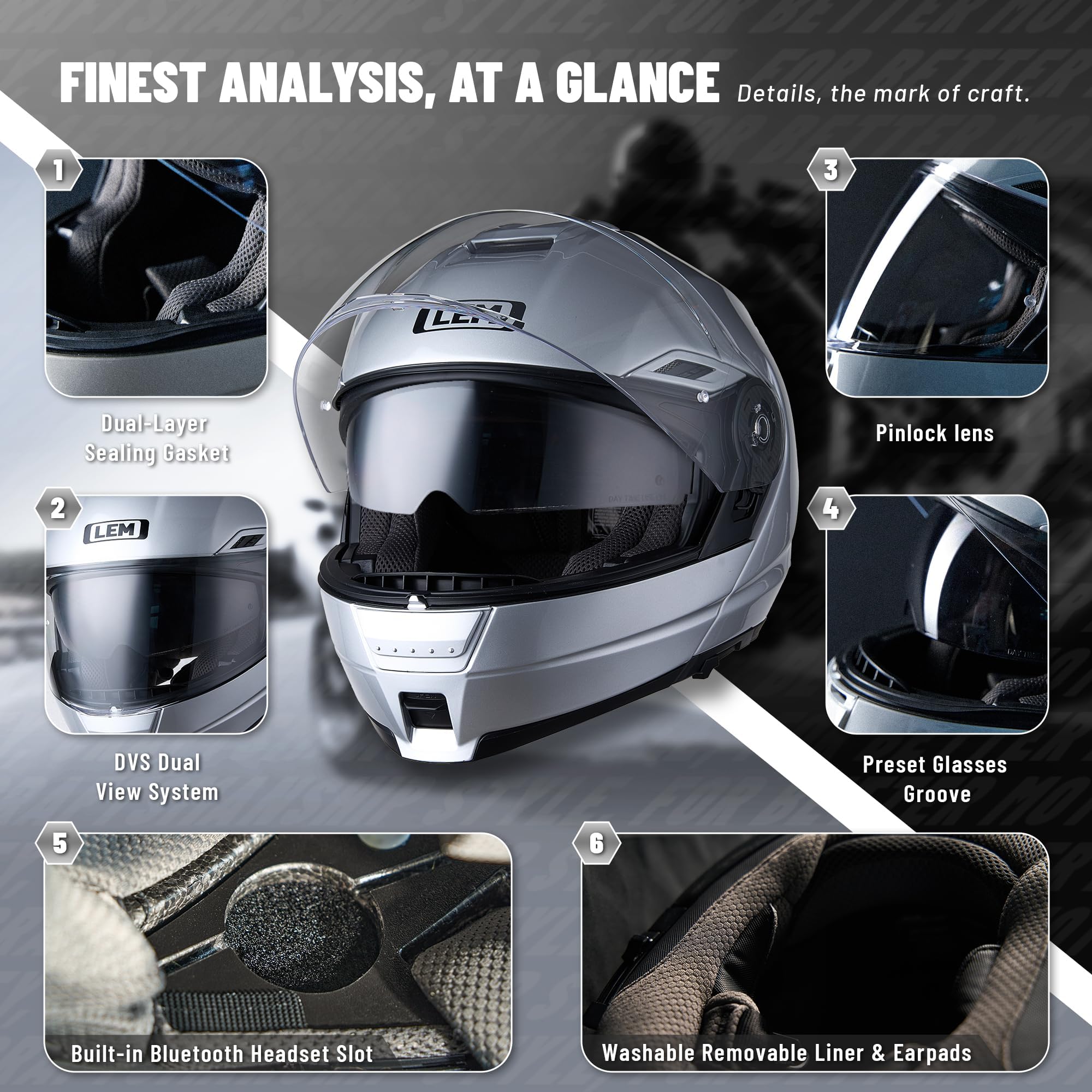 LEM silver color helmet offers a sleek modern look on the street