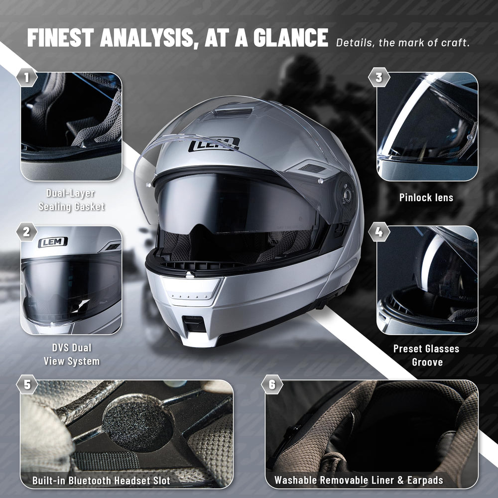 LEM silver color helmet offers a sleek modern look on the street