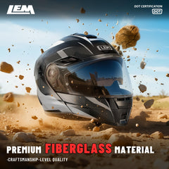 LEM helmet tinted sun visor deploys quickly to cut glare.