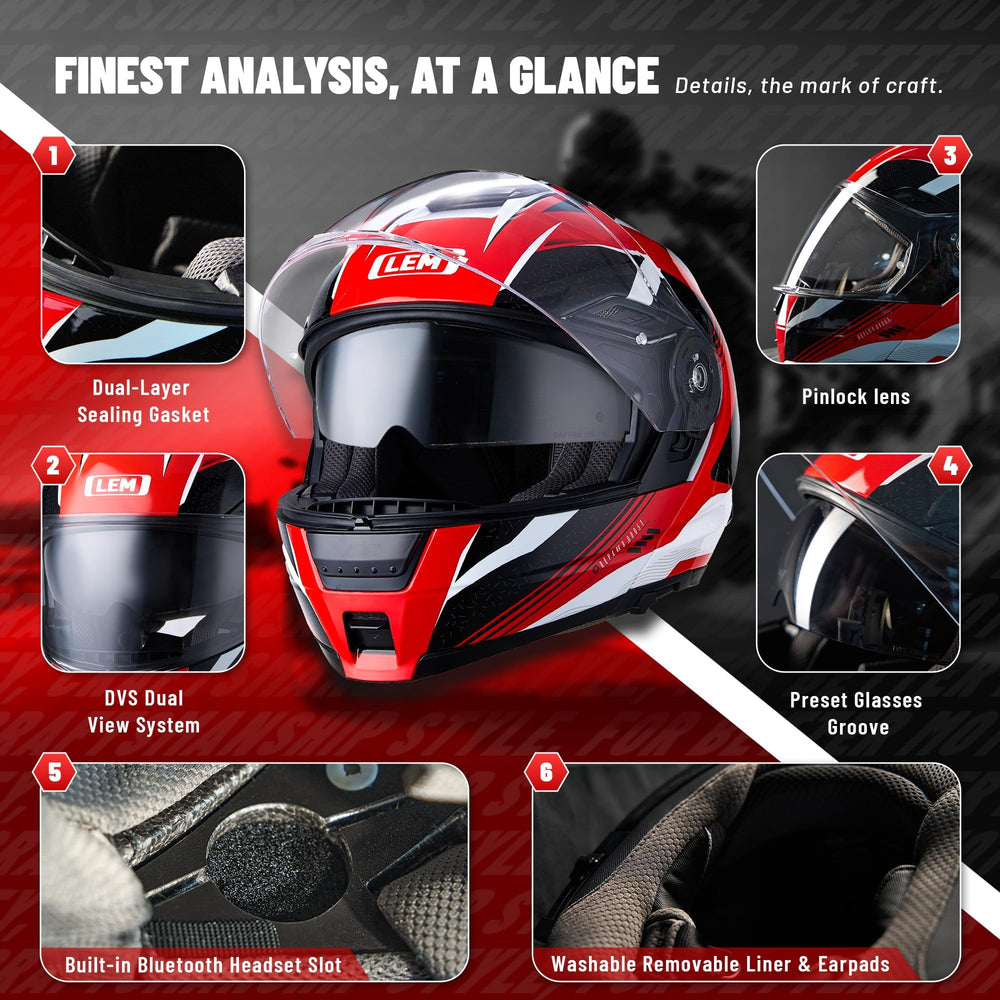 LEM Modular helmet touring comfort-fit ensures snug feel on highway cruising.