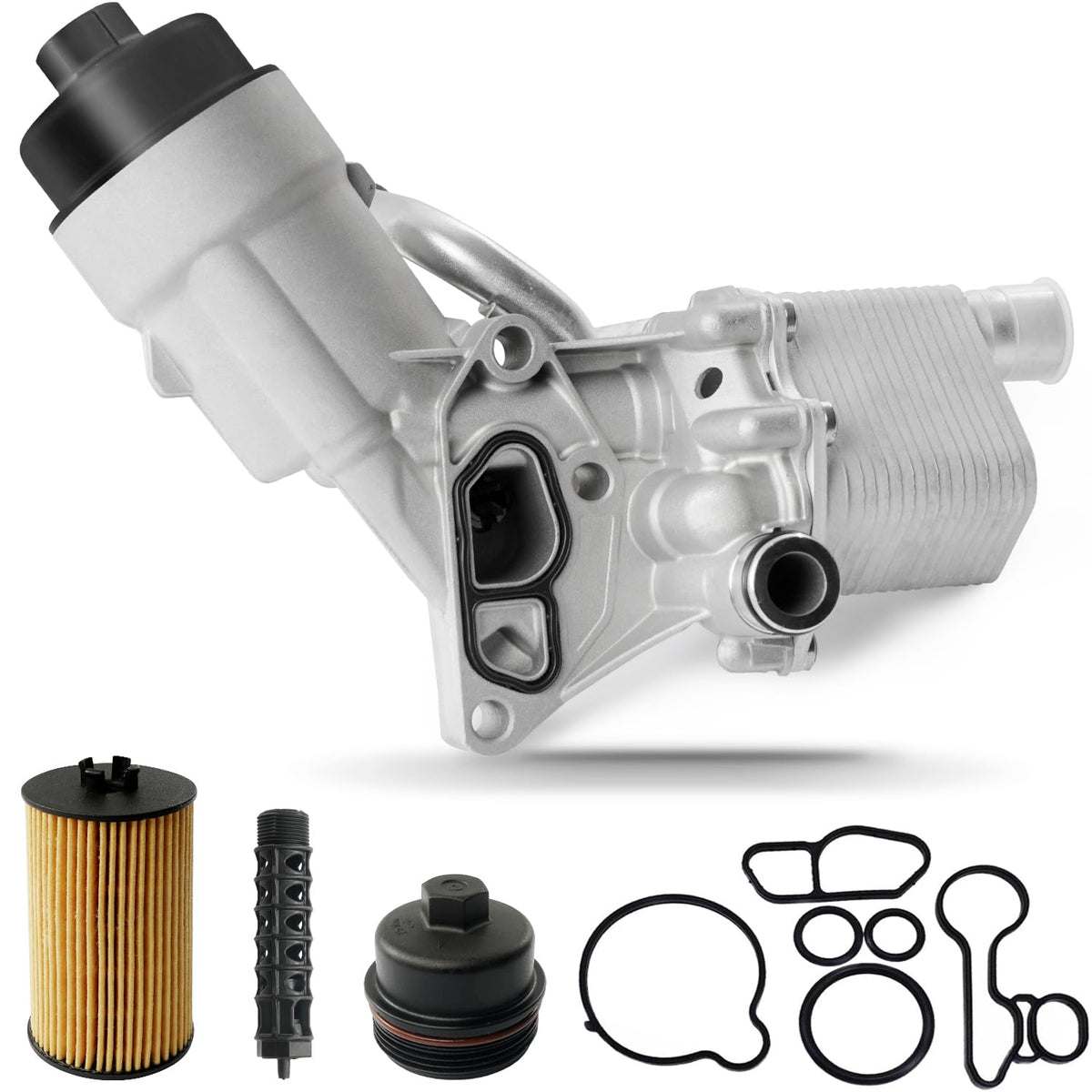 LEMASSON engine oil cooler housing main view showing durable aluminum design for steady cooling