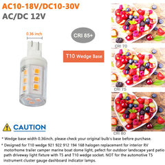 Lemeng 2700K warm white 3W T10 bulb rear view for installation reference