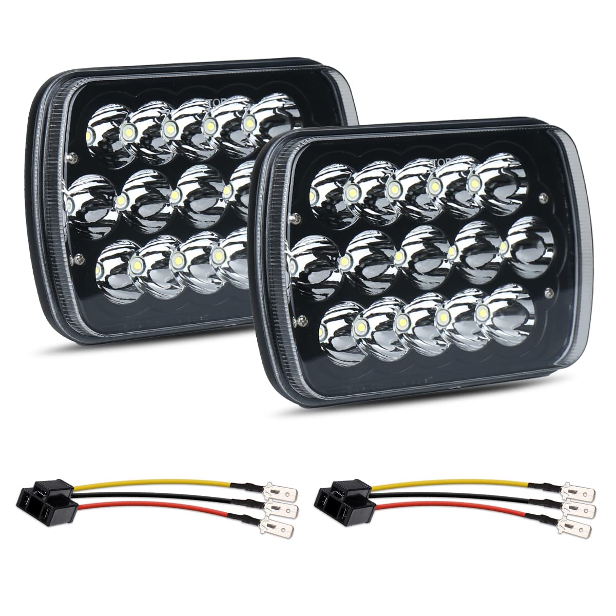 Lemniscate H6054 headlights 7x6 inch pair seen from front for improved nighttime visibility.