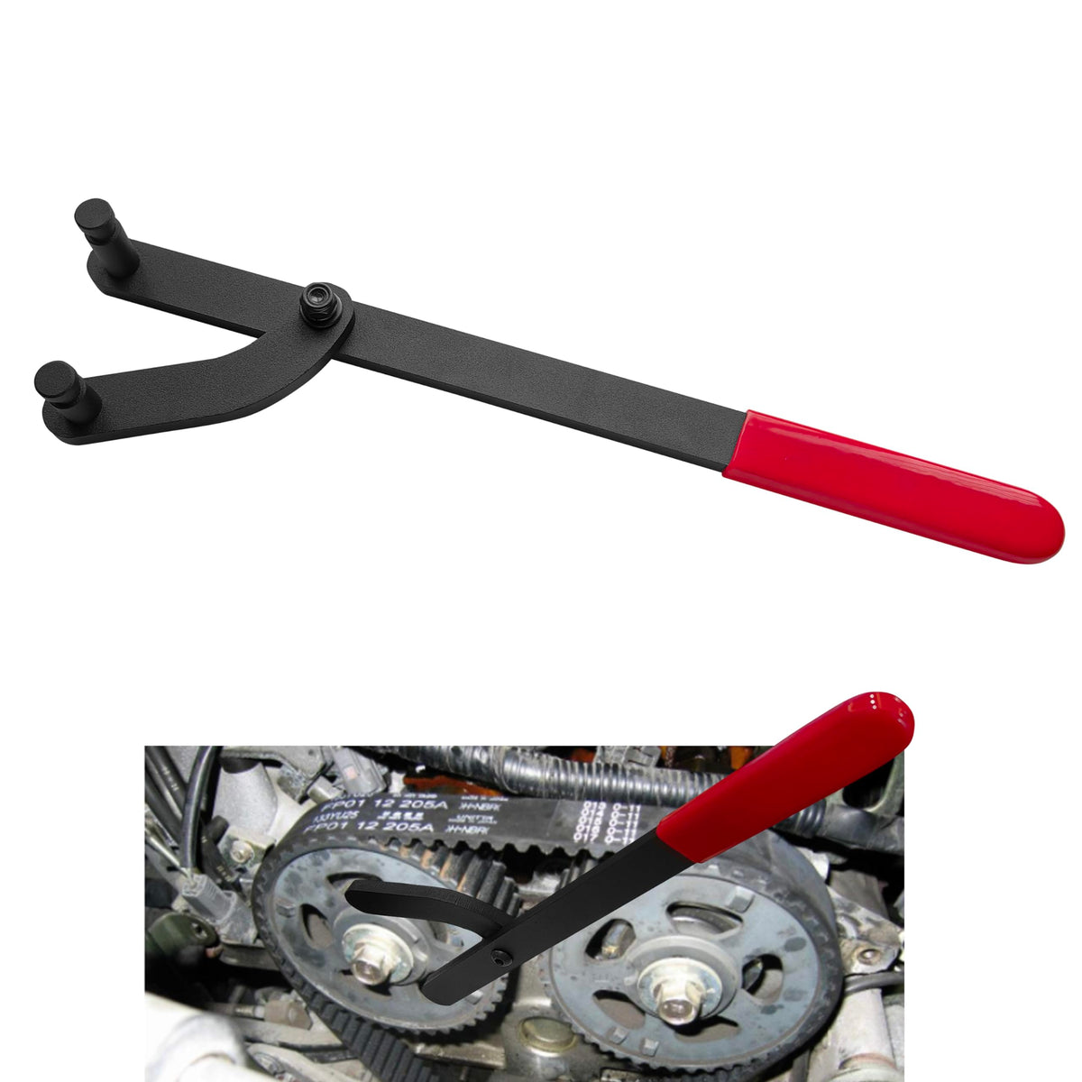 Lendpea universal camshaft pulley holder stabilizing a pulley during removal