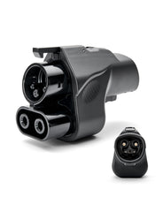 LENZ NACS to CCS adapter, assembled setup at a charging station for CCS1 EVs