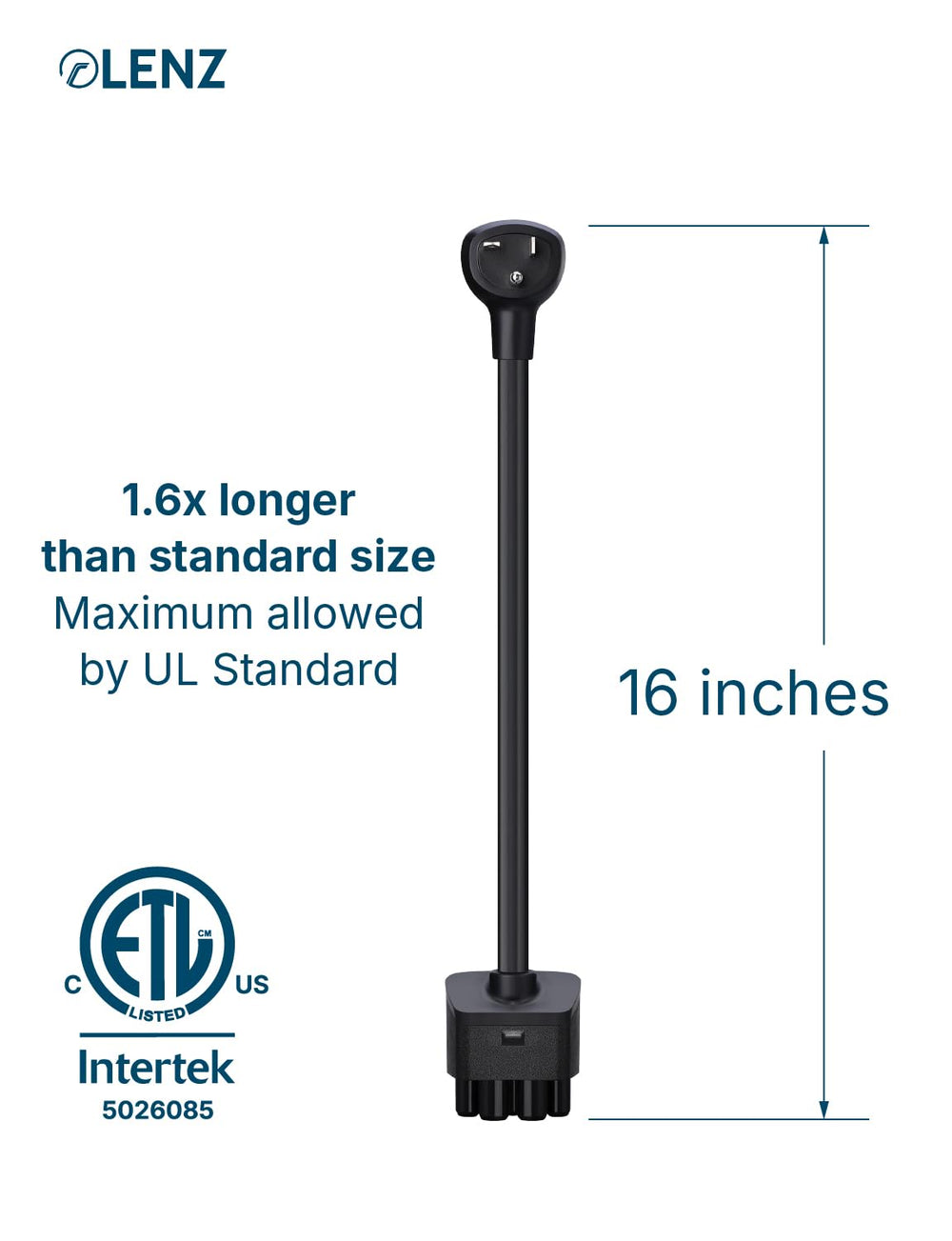 LENZ NEMA 6-20 adapter in retail packaging with a 2-year warranty badge