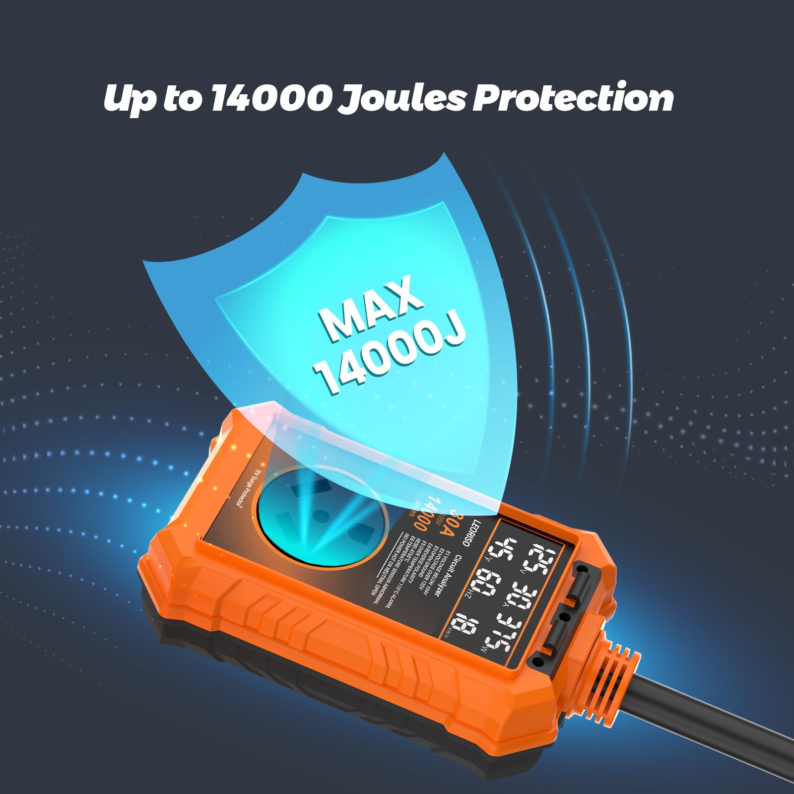LEORISO RV surge protector 14,000 joules rating for surge protection during camping