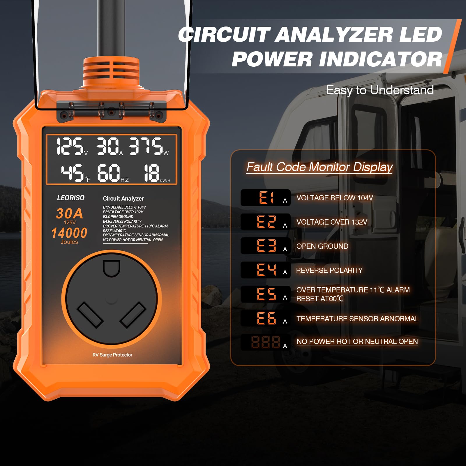LEORISO RV surge protector automatic voltage shutoff protects against fluctuations