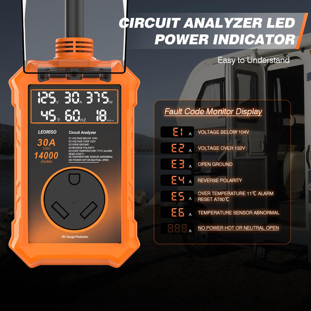 LEORISO RV surge protector automatic voltage shutoff protects against fluctuations