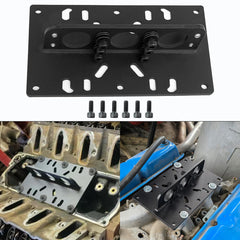LEQEE engine lift plate left view for LS engines, showing rugged welds and durability.