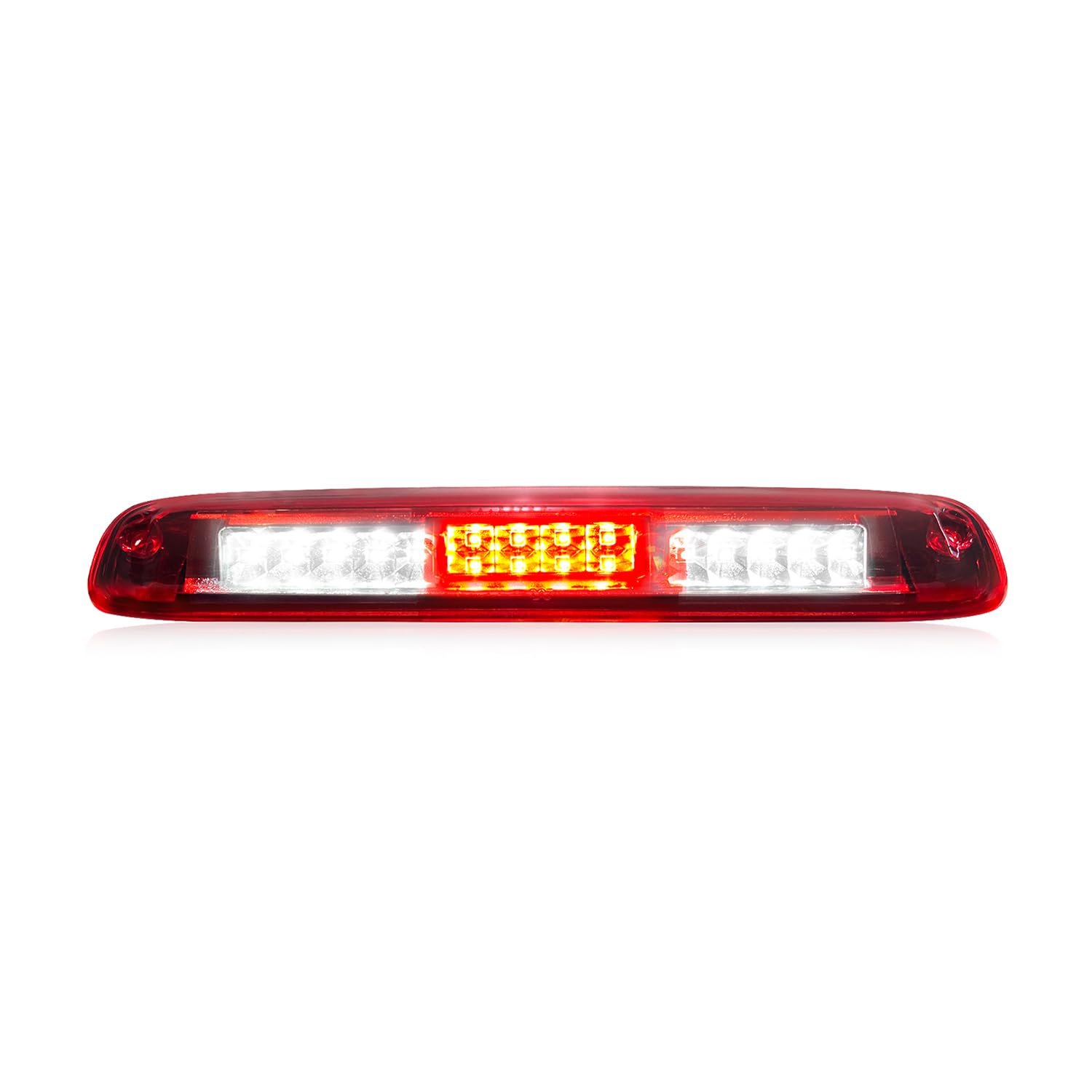 LESAUCE 2025 brake light with chrome housing and red LED for Chevy Silverado visibility.