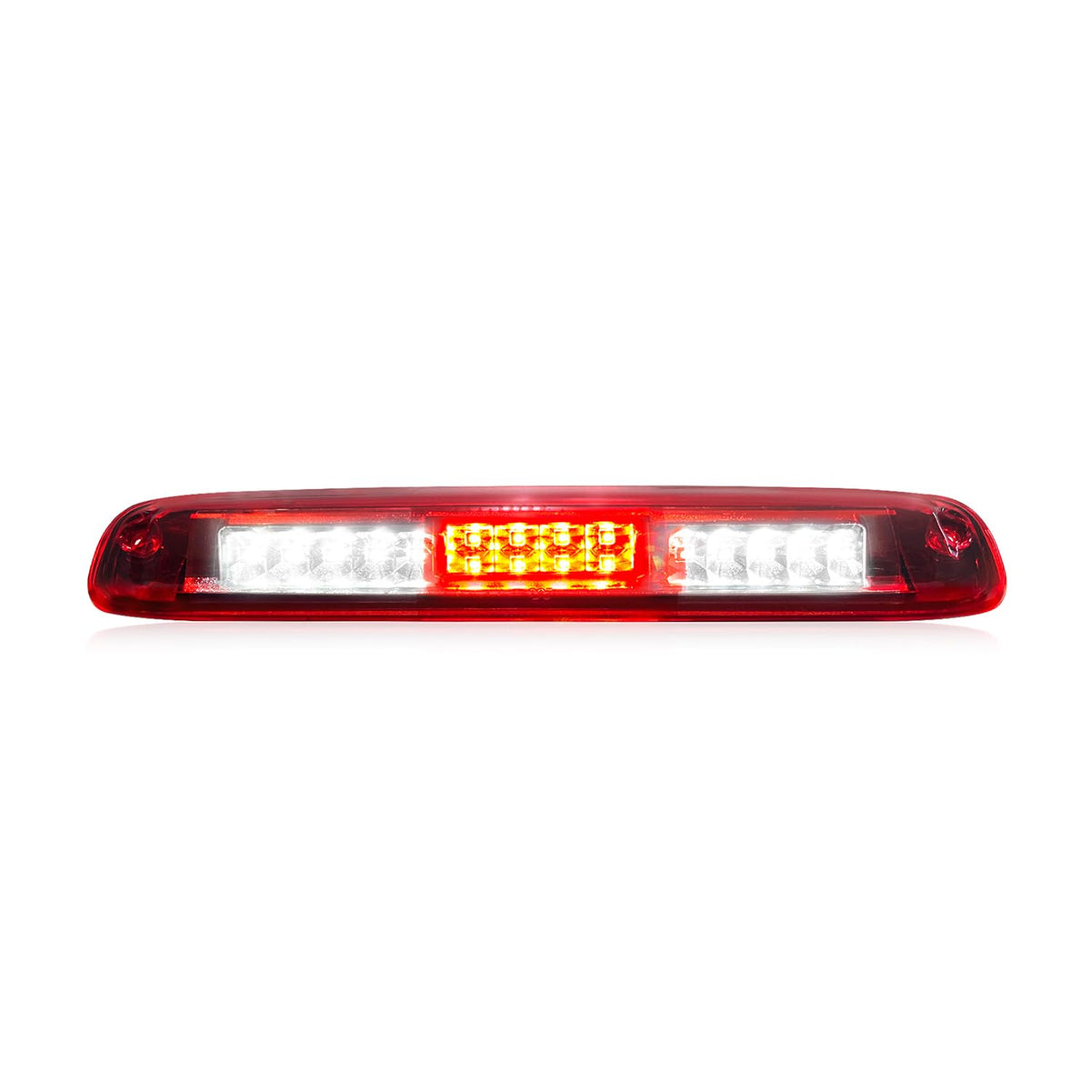 LESAUCE 2025 brake light with chrome housing and red LED for Chevy Silverado visibility.