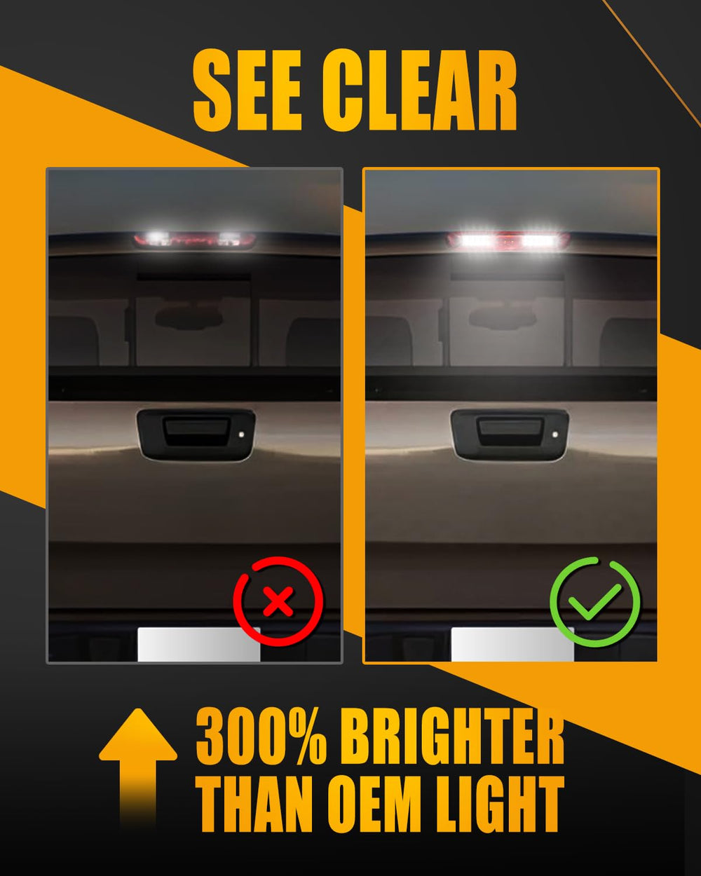 LESAUCE chrome housing and red lens maintain a sleek look while brightening the brake signal.