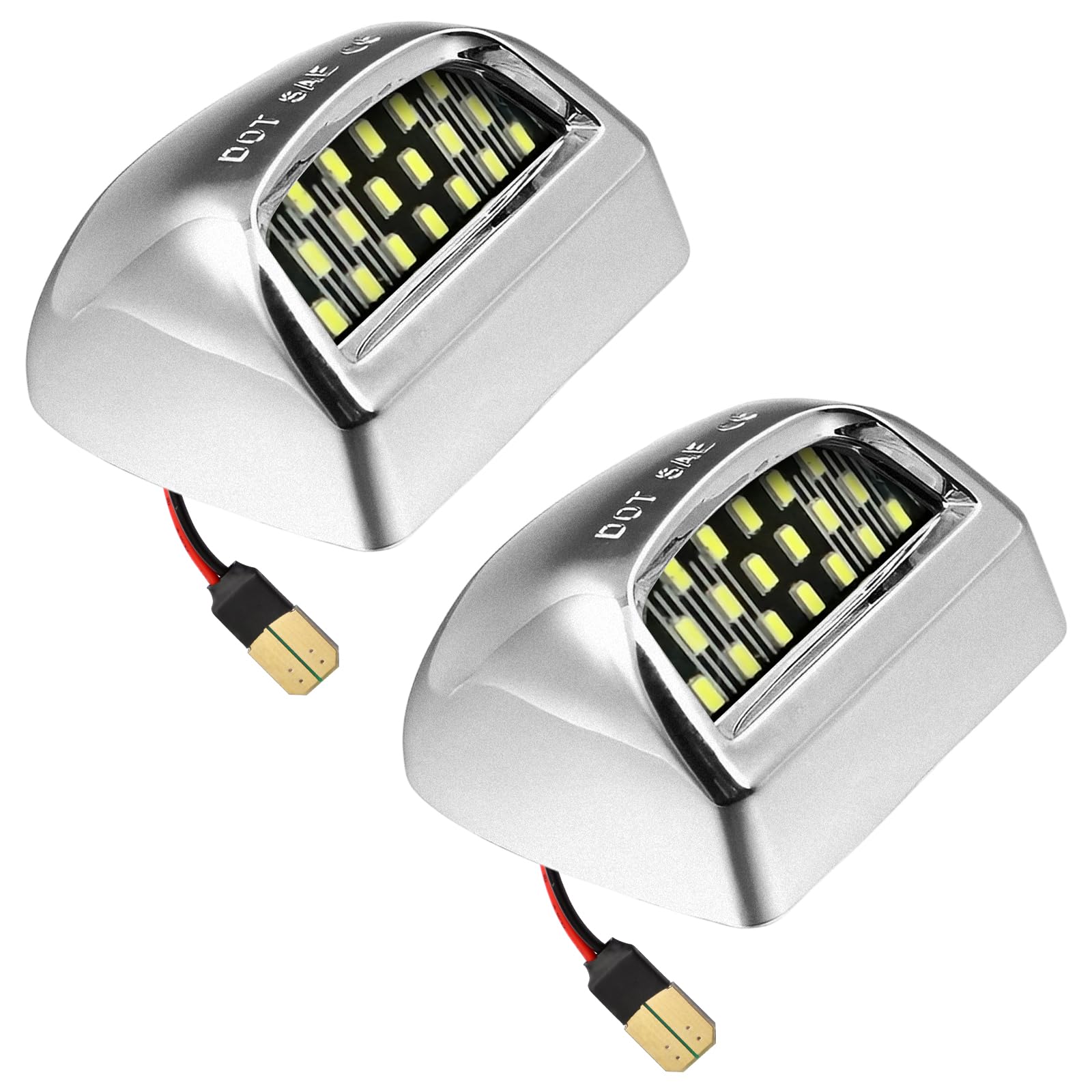 Lesauce full LED license plate light with silver housing enhances rear visibility.