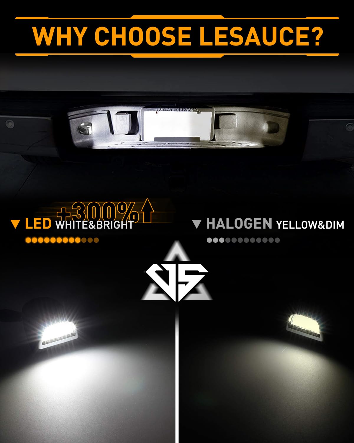 Lesauce plug-n-play license plate light with direct connector enables quick upgrade.