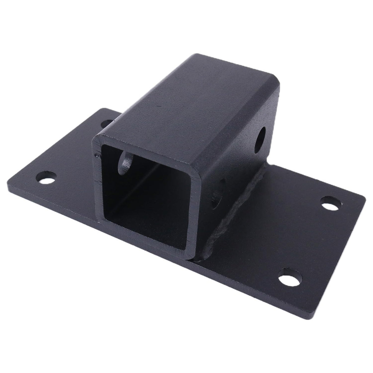 Lesurey 2in receiver bolted to tractor bucket for versatile towing options