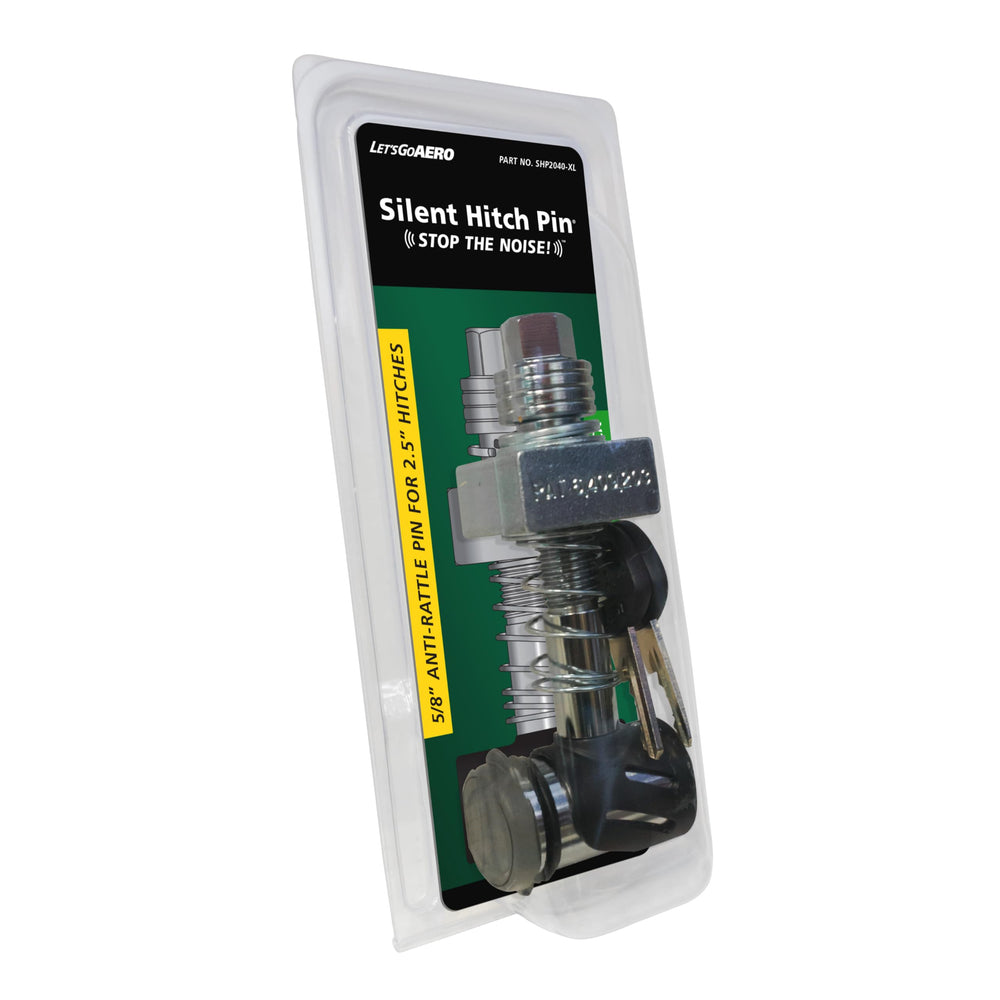 Let's Go Aero SHP2040-XL in-use hitch pin demonstrates rattle reduction for compatible racks.