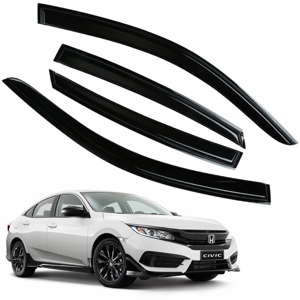 Letingfar rain guards on Honda Civic side windows deflect rain during drive.