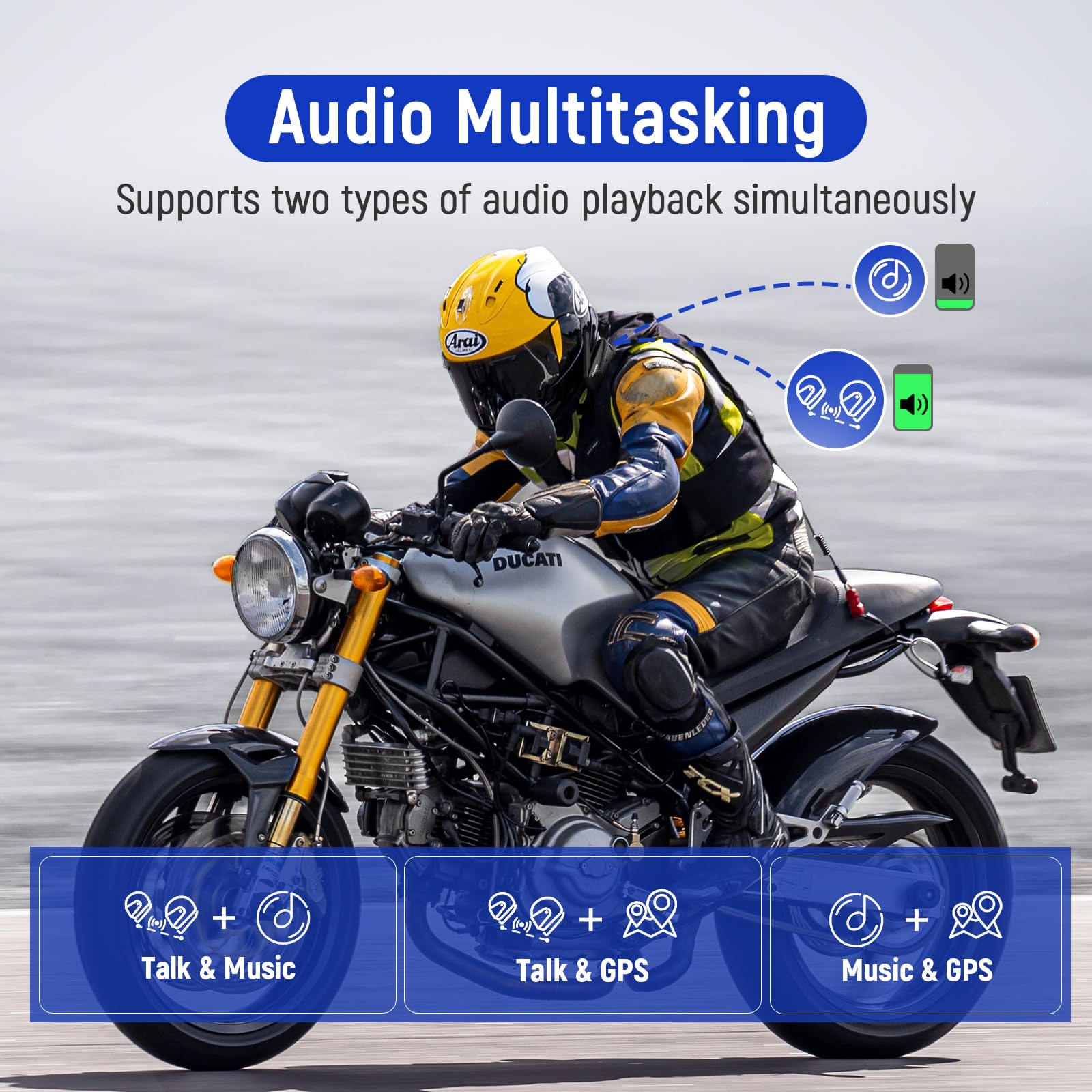 LEXIN MeshCom audio multitasking with music and GPS guidance