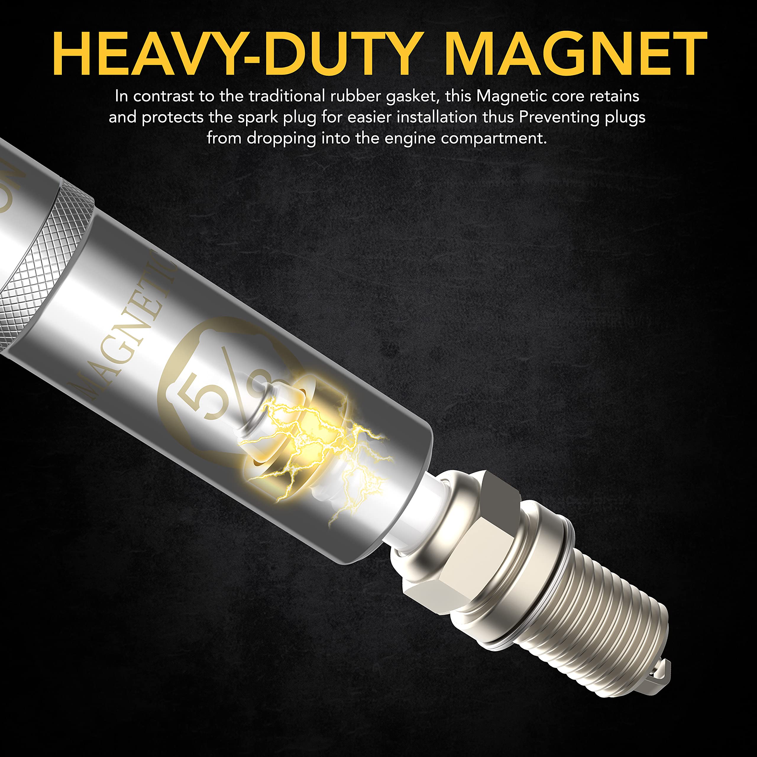 LEXIVON 3/8-drive spark plug socket shown with durable chrome vanadium.