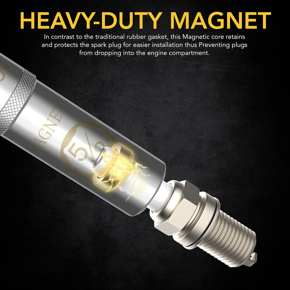LEXIVON 3/8-drive spark plug socket shown with durable chrome vanadium.