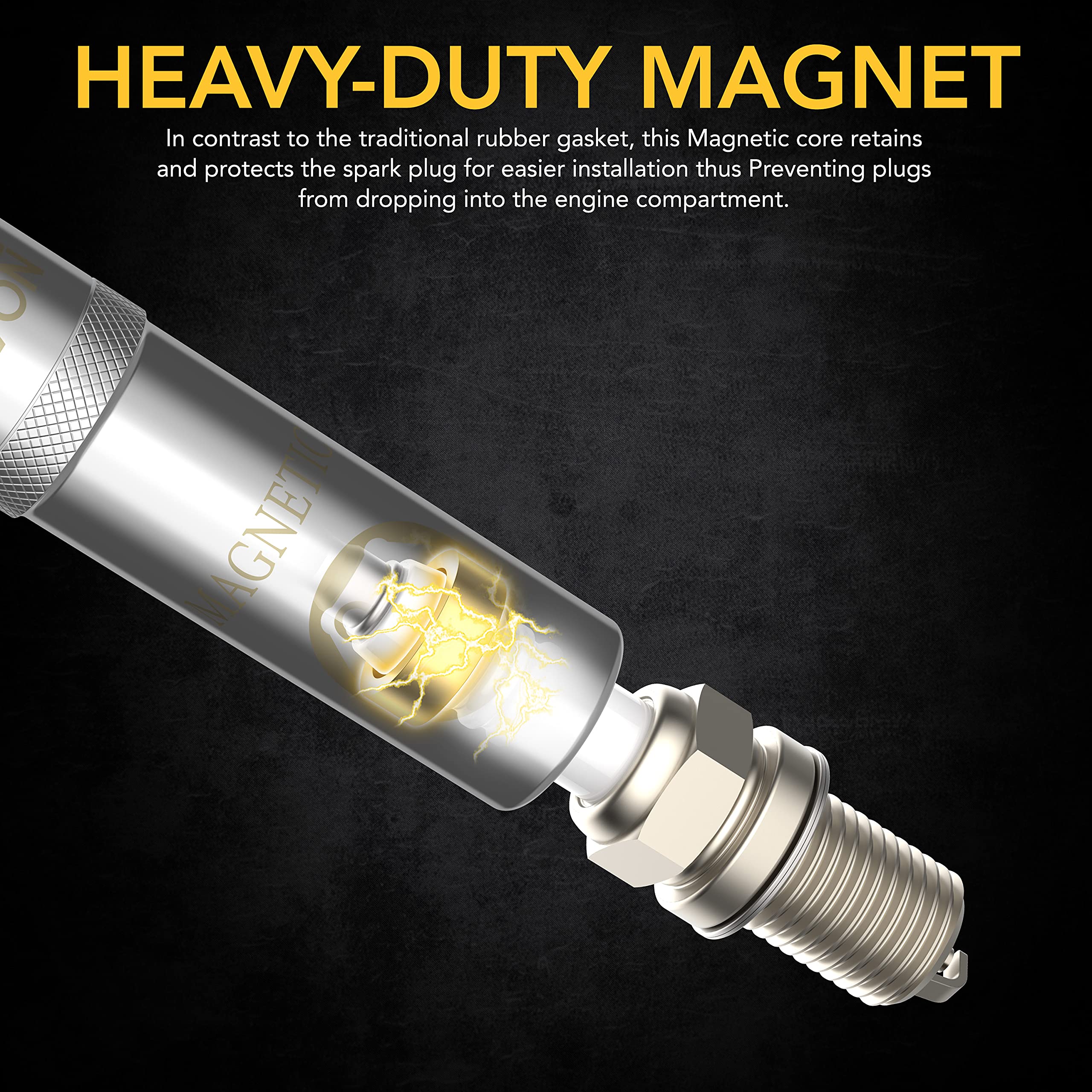 LEXIVON spark plug swivel socket 360-degree joint enables flexible access around components.