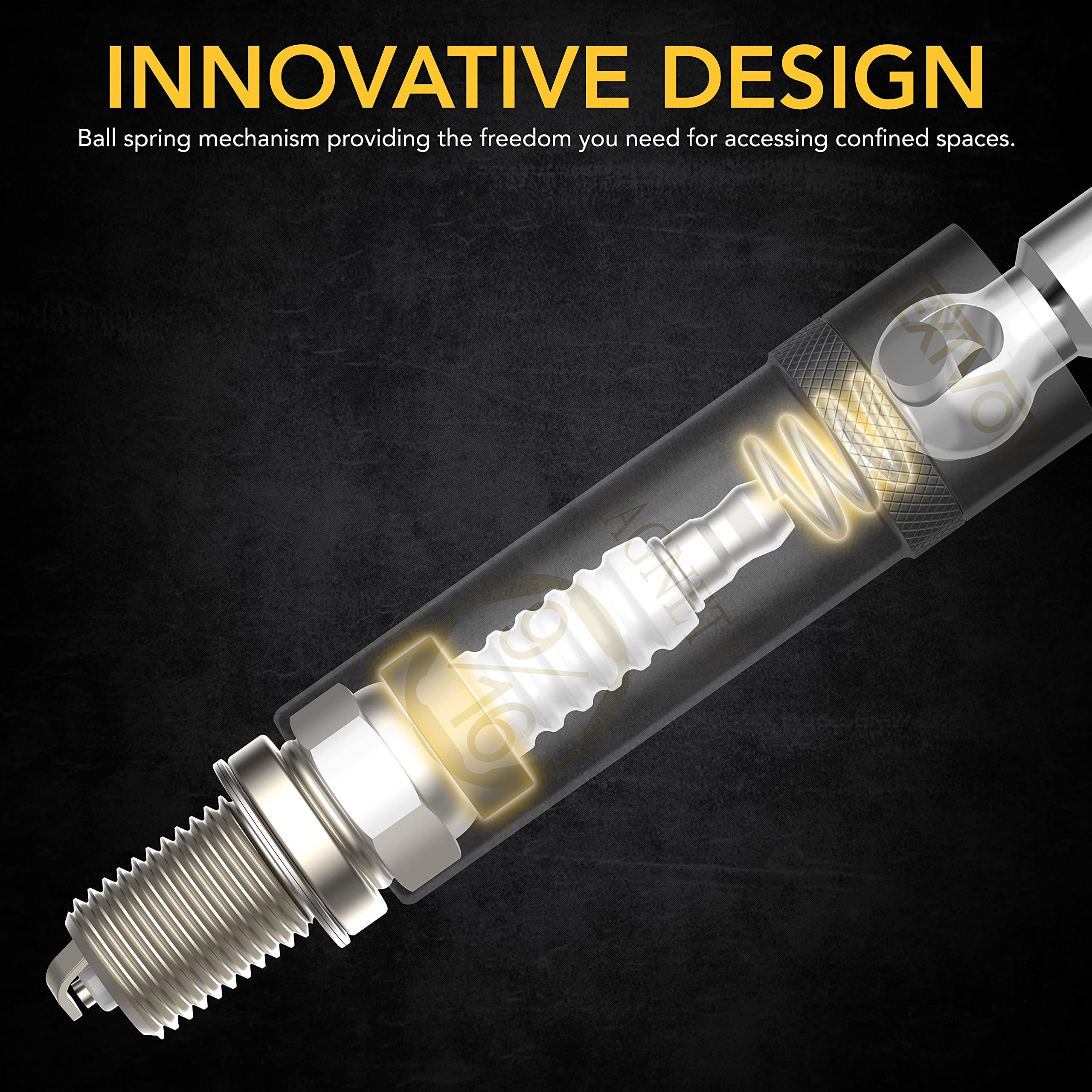 LEXIVON spark plug swivel socket knurled shaft provides a firm non-slip grip.
