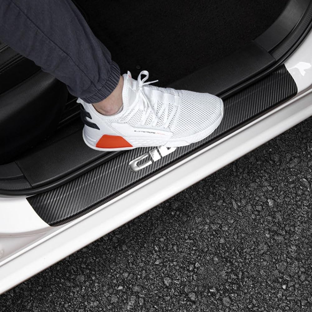 LEXLEY carbon fiber door sill guard front left, silver finish, protects against scuffs