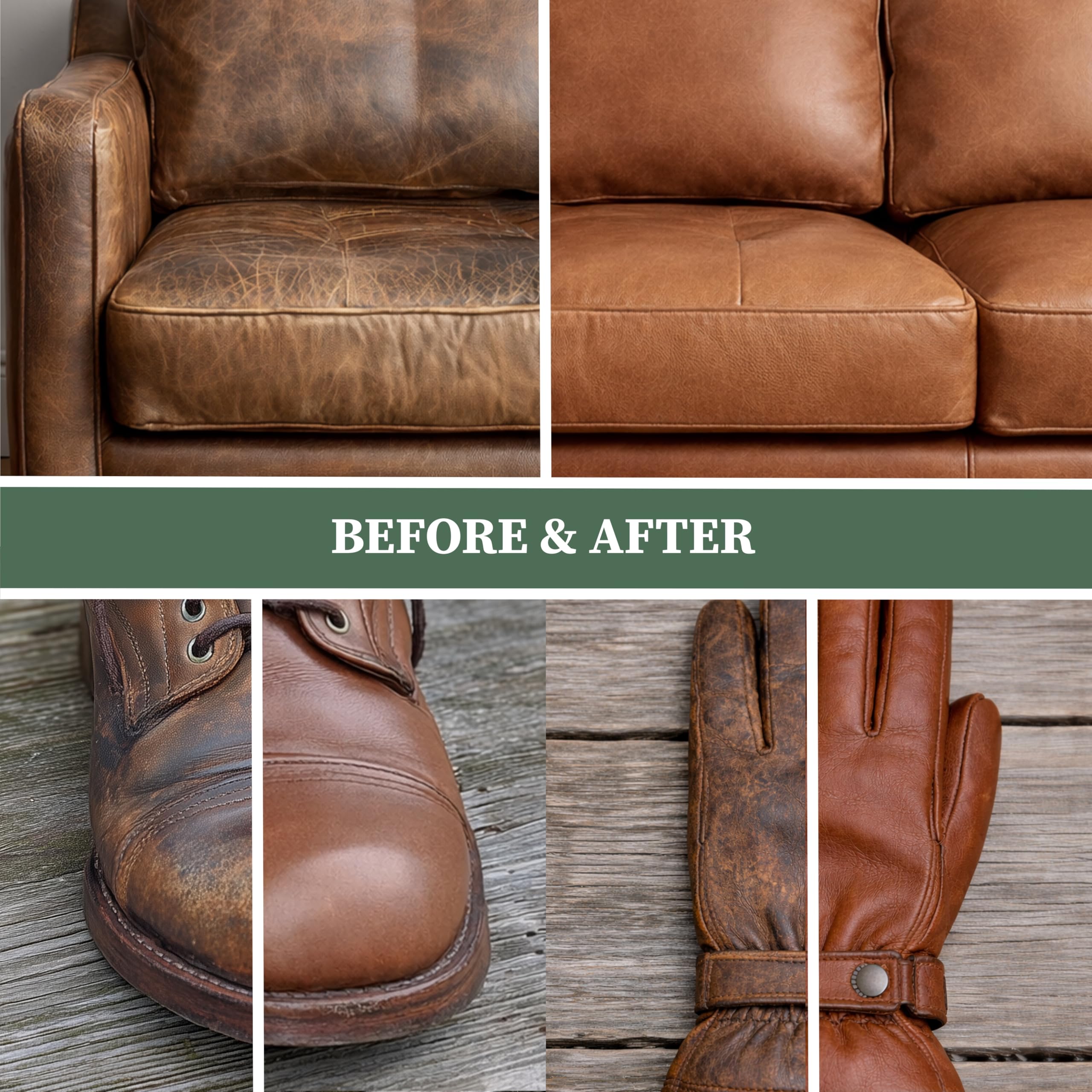 Lexol All Leather Cleaner used on furniture leather to refresh texture
