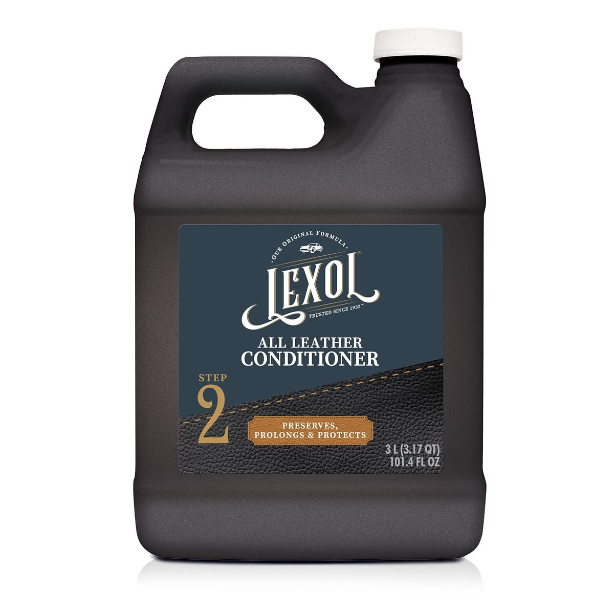 Lexol Deep Leather Conditioner bottle pours for even coverage on leather