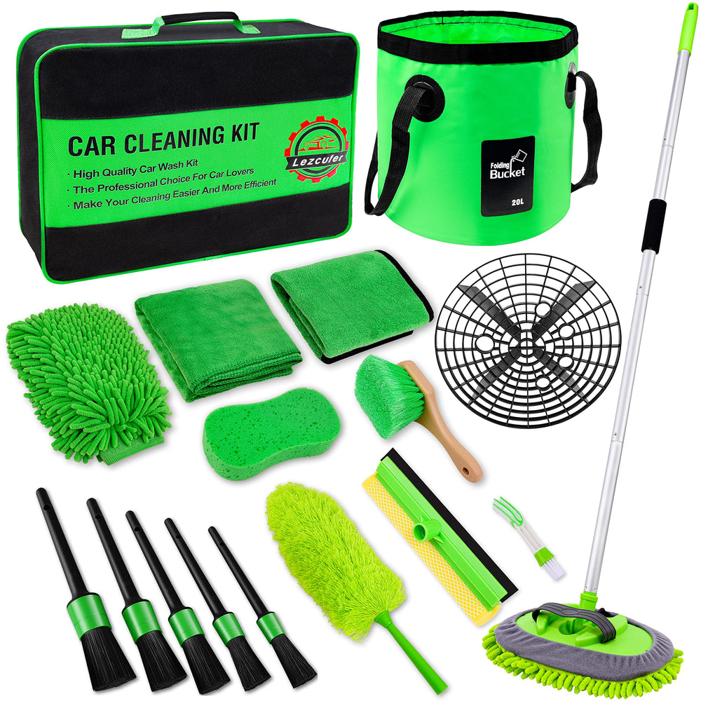 Lezcufer 17Pcs car wash kit full set for organized detailing