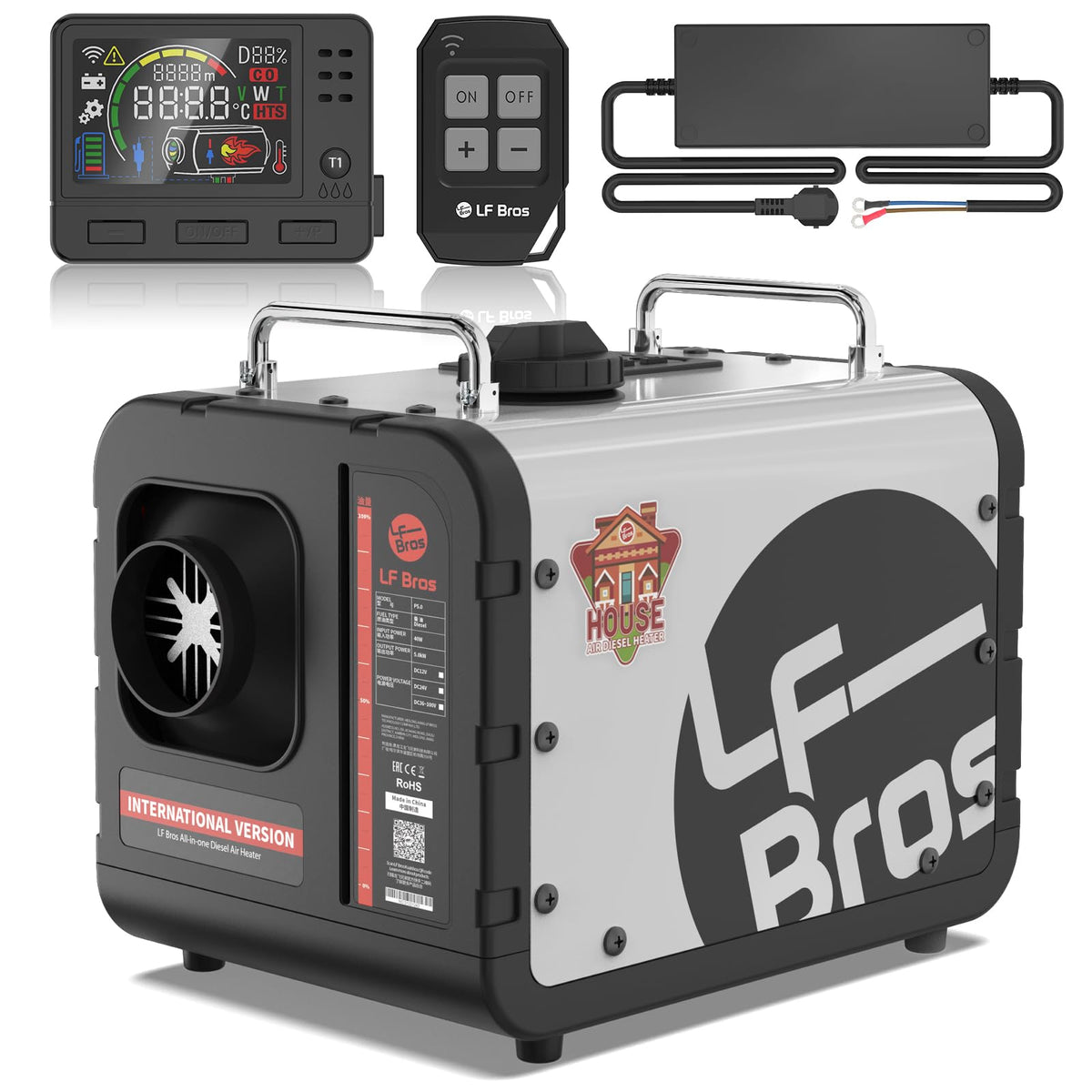 LF Bros 5KW diesel heater main unit for versatile warmth in home, shop, or garage.