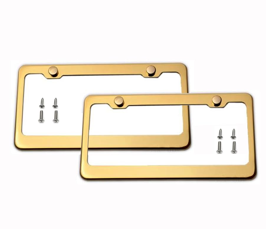 LFPartS gold license plate frame front view showcases premium titanium finish and durable stainless steel.