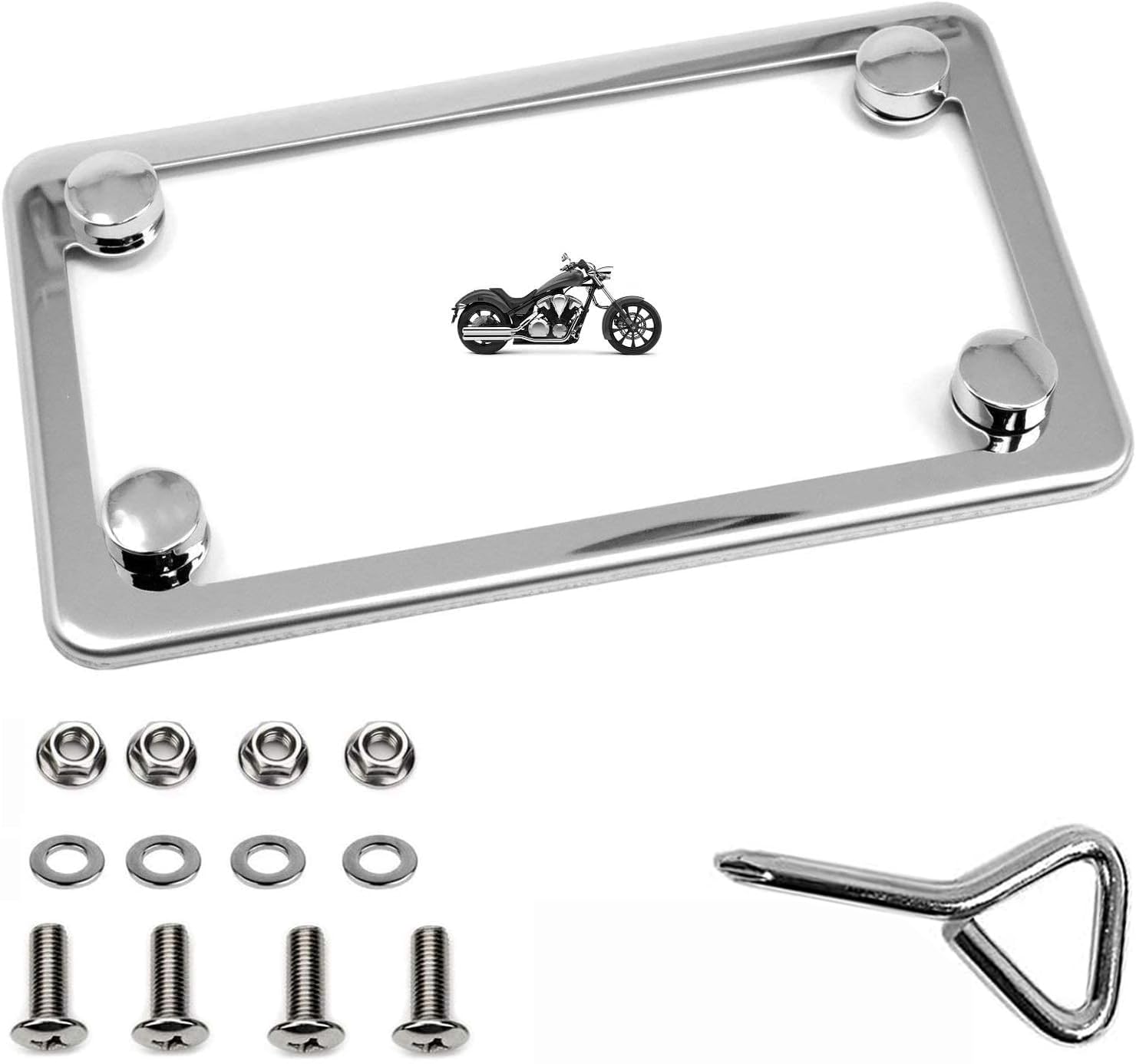 LFPartS slim polished license frame front view shows discreet, premium styling.