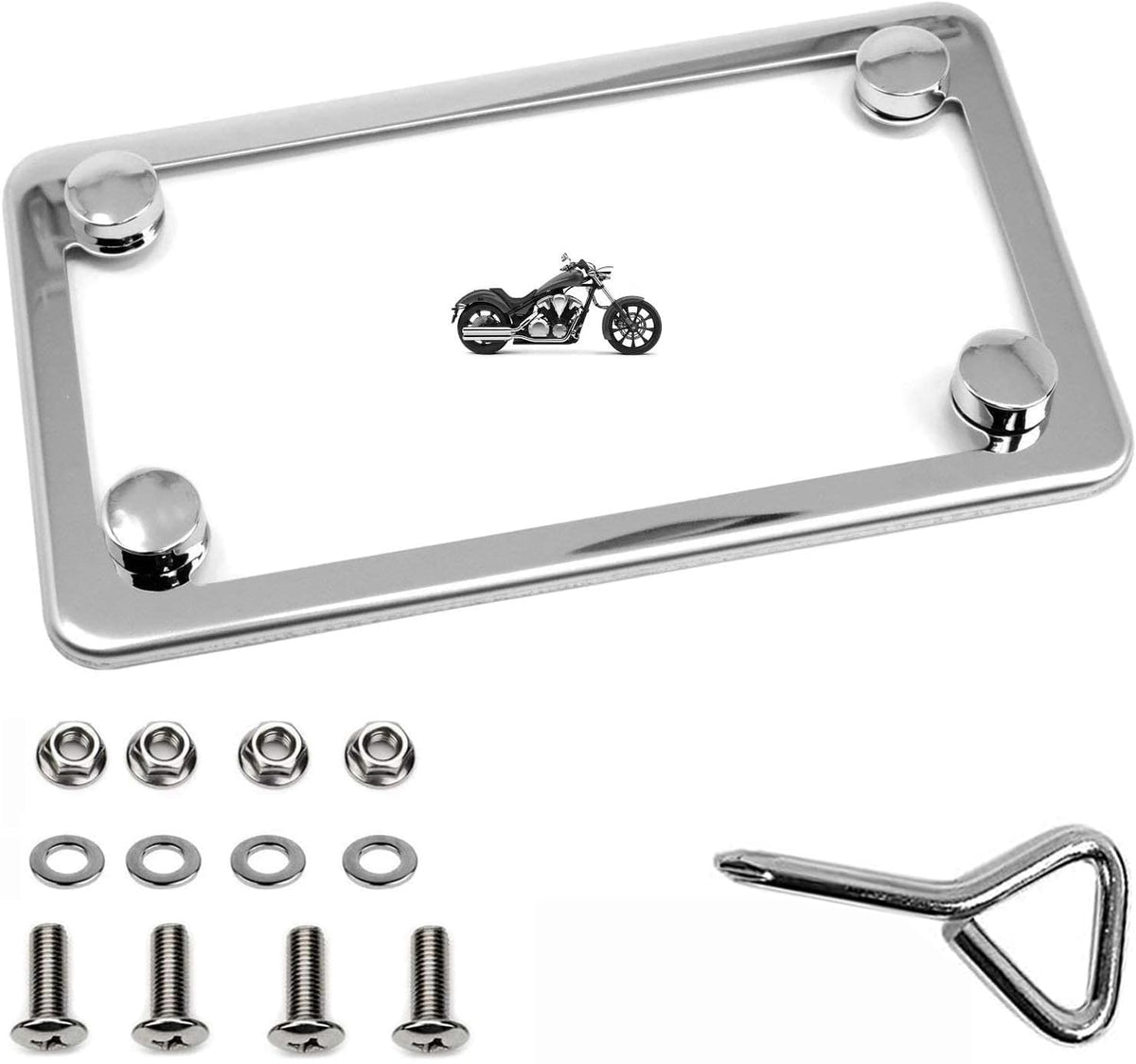 LFPartS slim polished license frame front view shows discreet, premium styling.