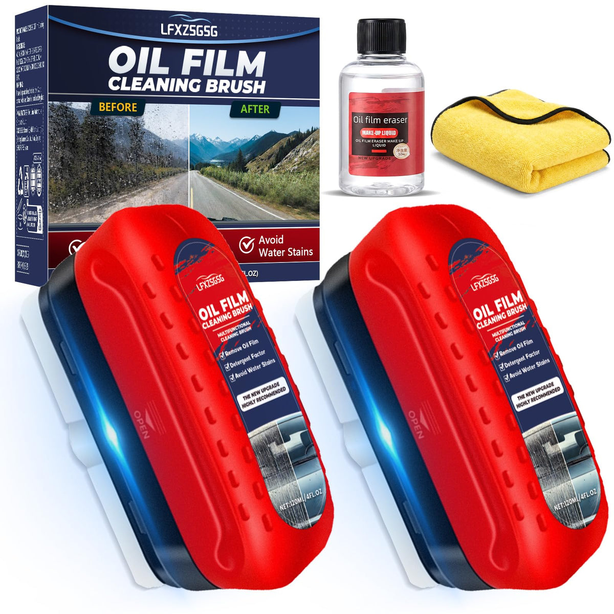 LFXZSGSG oil film cleaner brush kit ready for car glass cleaning