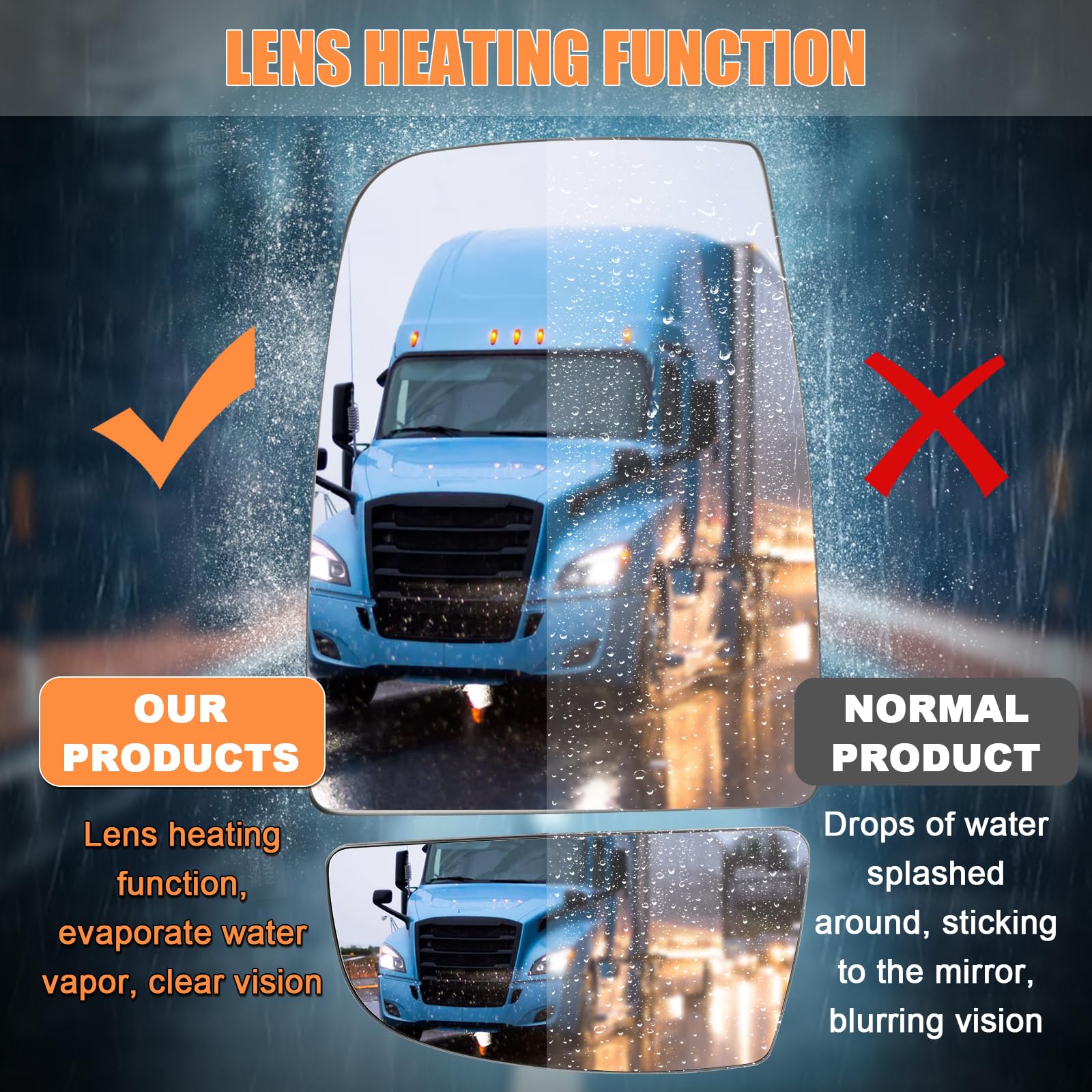 LHCDQSKCW driver left lower mirror glass for Ford Transit direct replacement