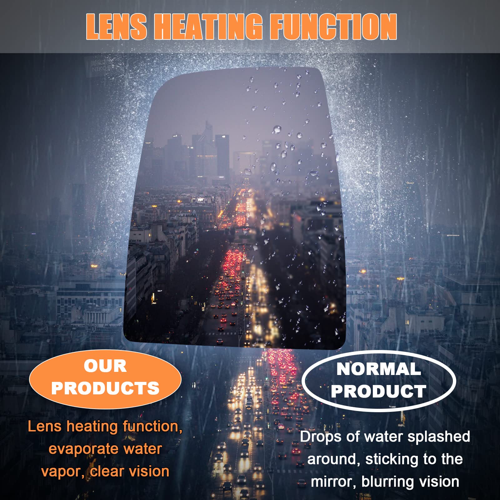 LHCDQSKCW Ford Transit driver-side heated mirror glass improves cold weather visibility.