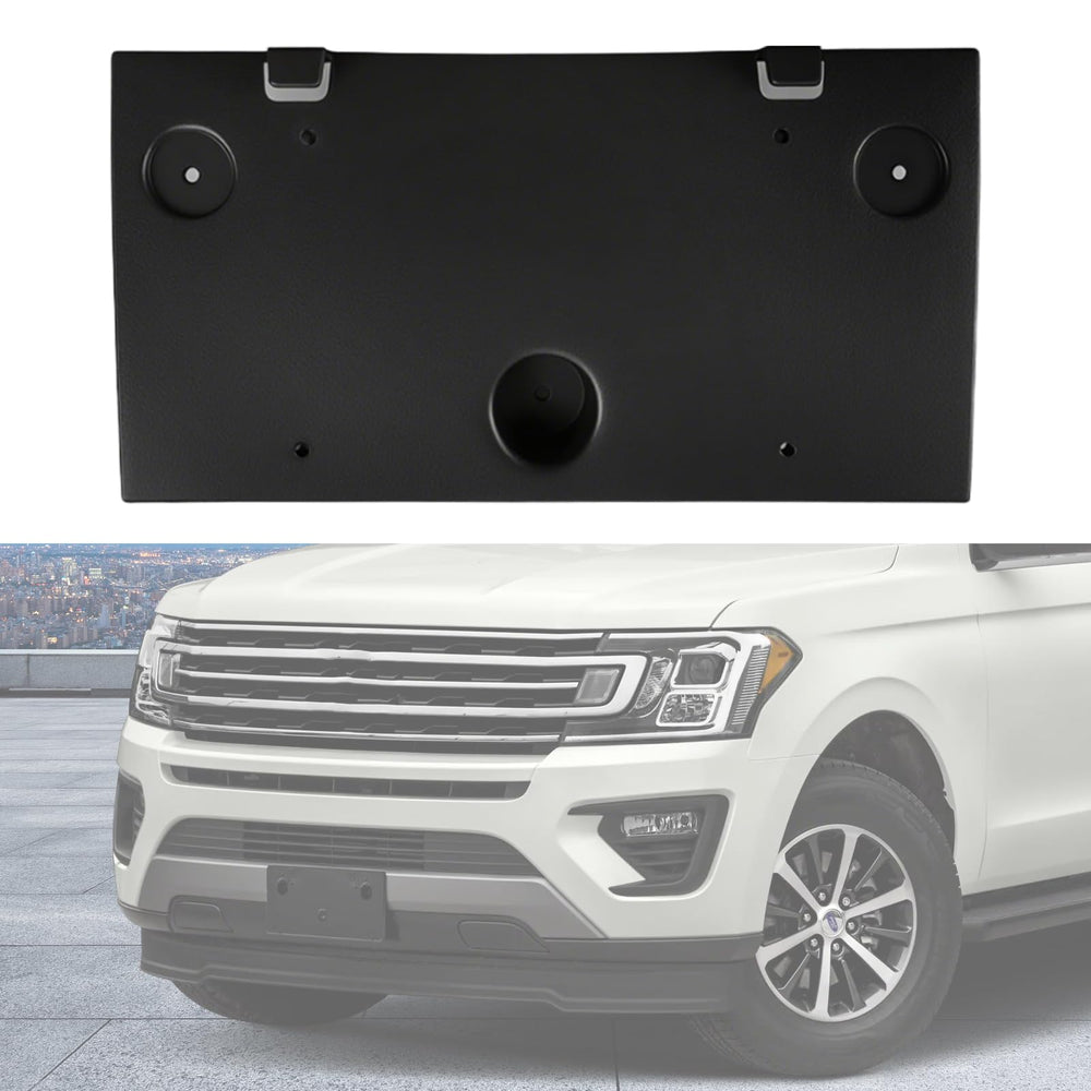 LHCDQSKCW front bumper license plate frame in black secures the plate with a clean finish