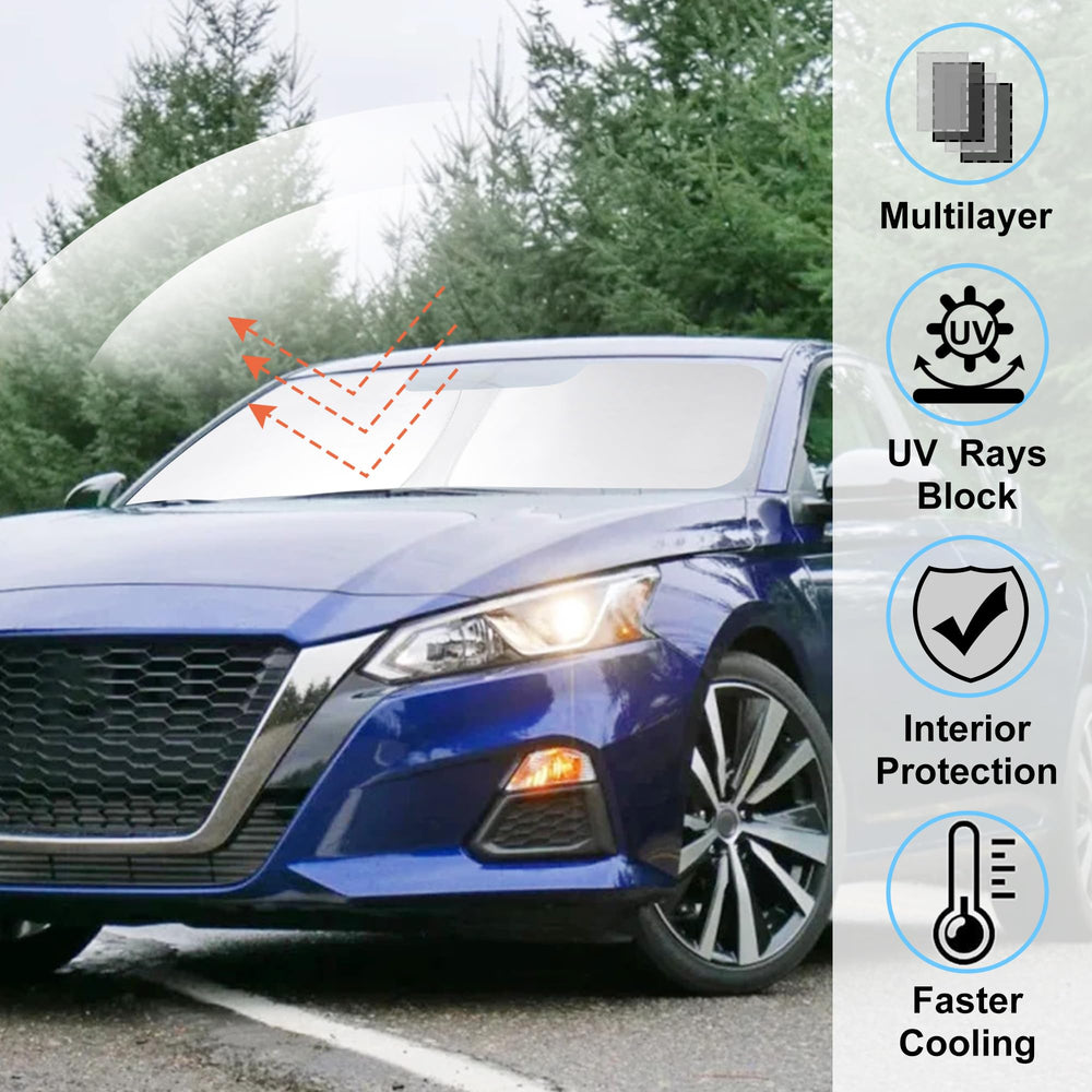 LHFLIVE Altima sun shade fabric blocks UV rays to protect interior.